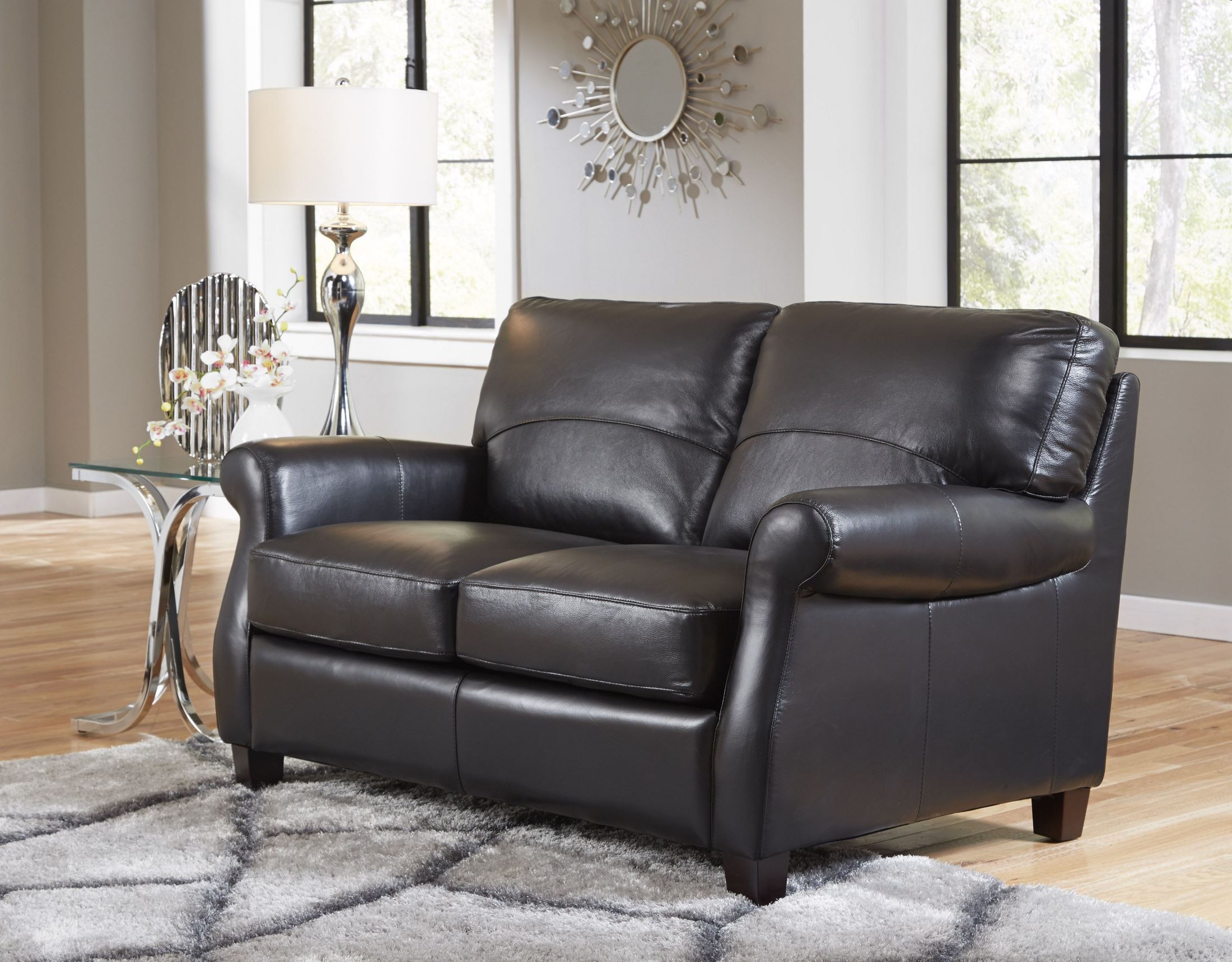 Carlisle Black Leather Loveseat from Lazzaro (WH2022203133
