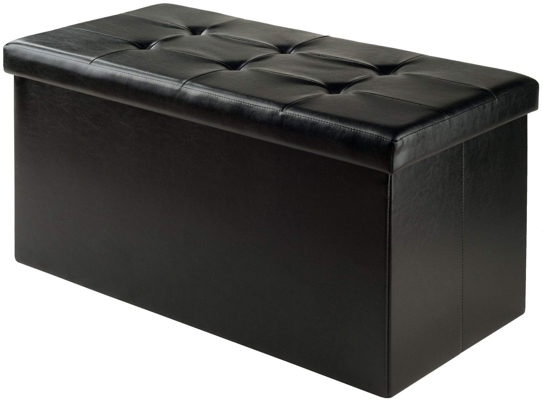 Ashford Black Upholstered Large Storage Ottoman from WinsomeWood