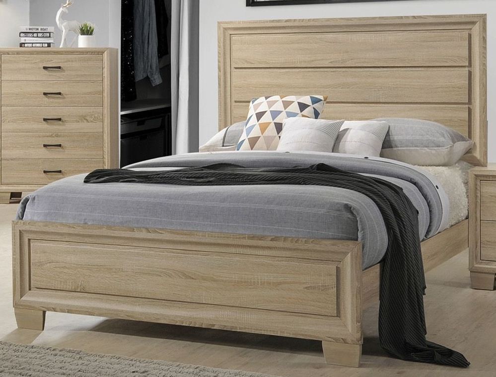 Vernon White Washed Oak Queen Panel Bed from Coaster Coleman Furniture