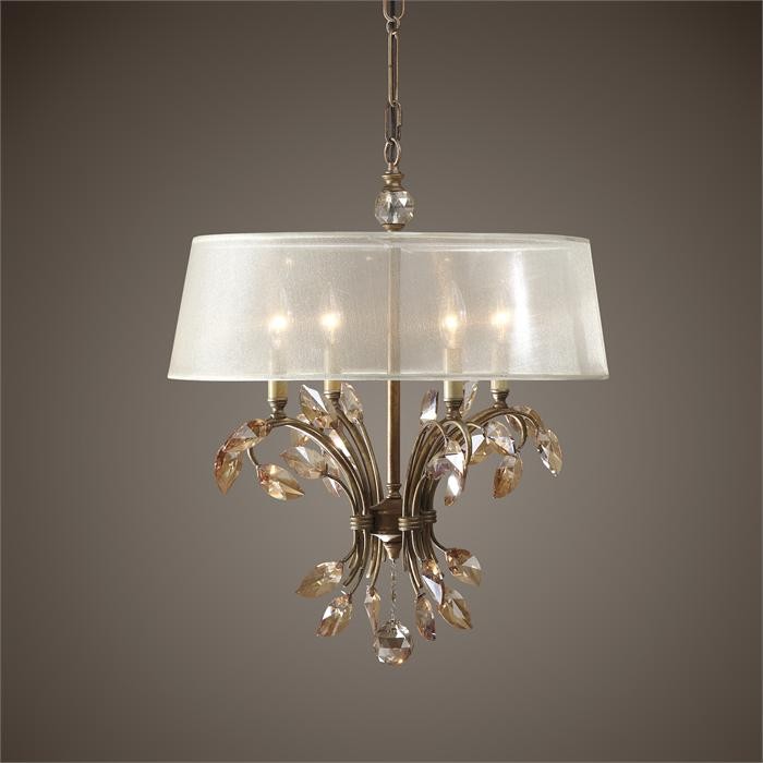 Alenya 4 Light Gold Metal Chandelier from Uttermost (21245) Coleman