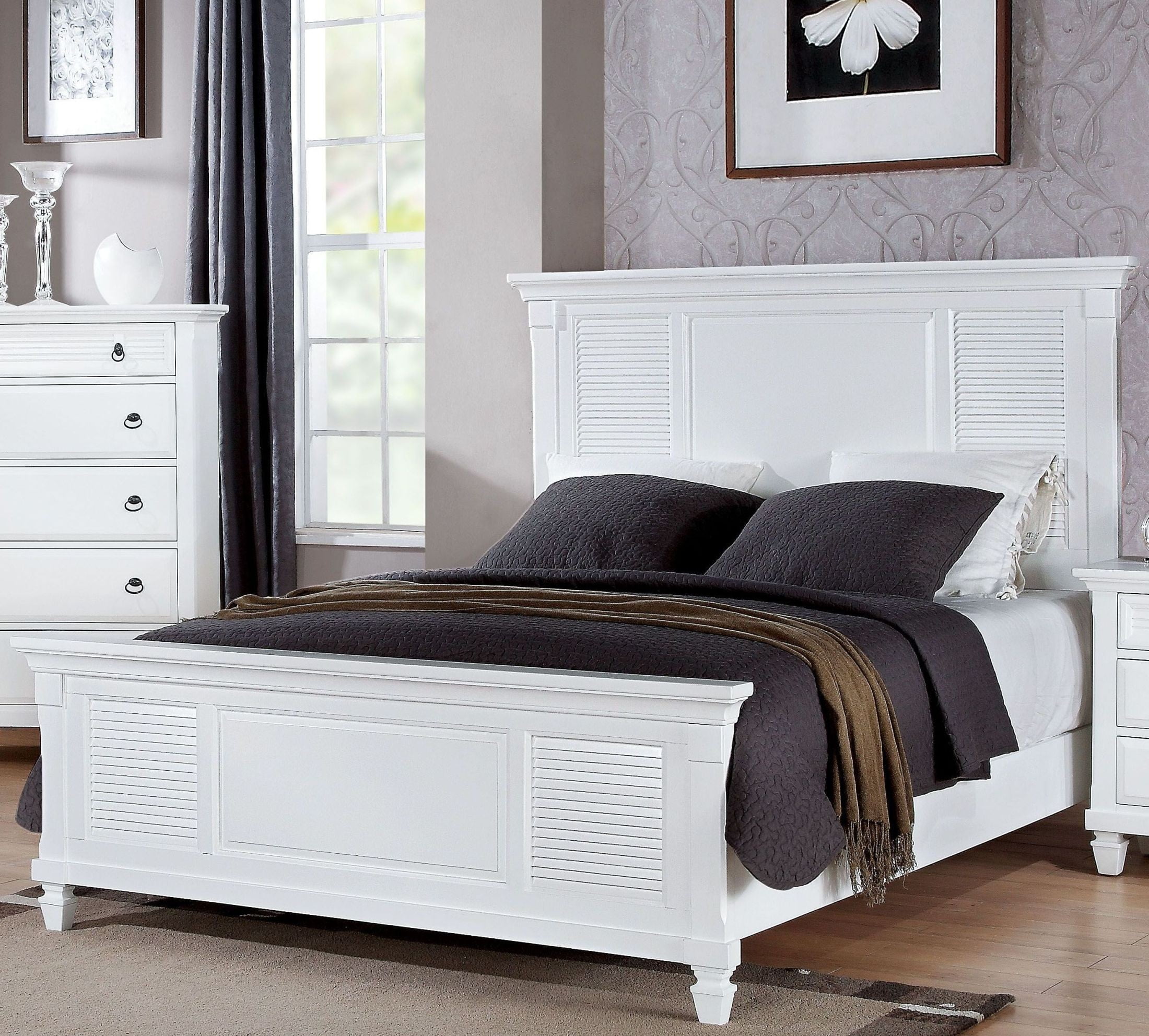Merivale White Cal. King Panel Bed from Acme Coleman Furniture