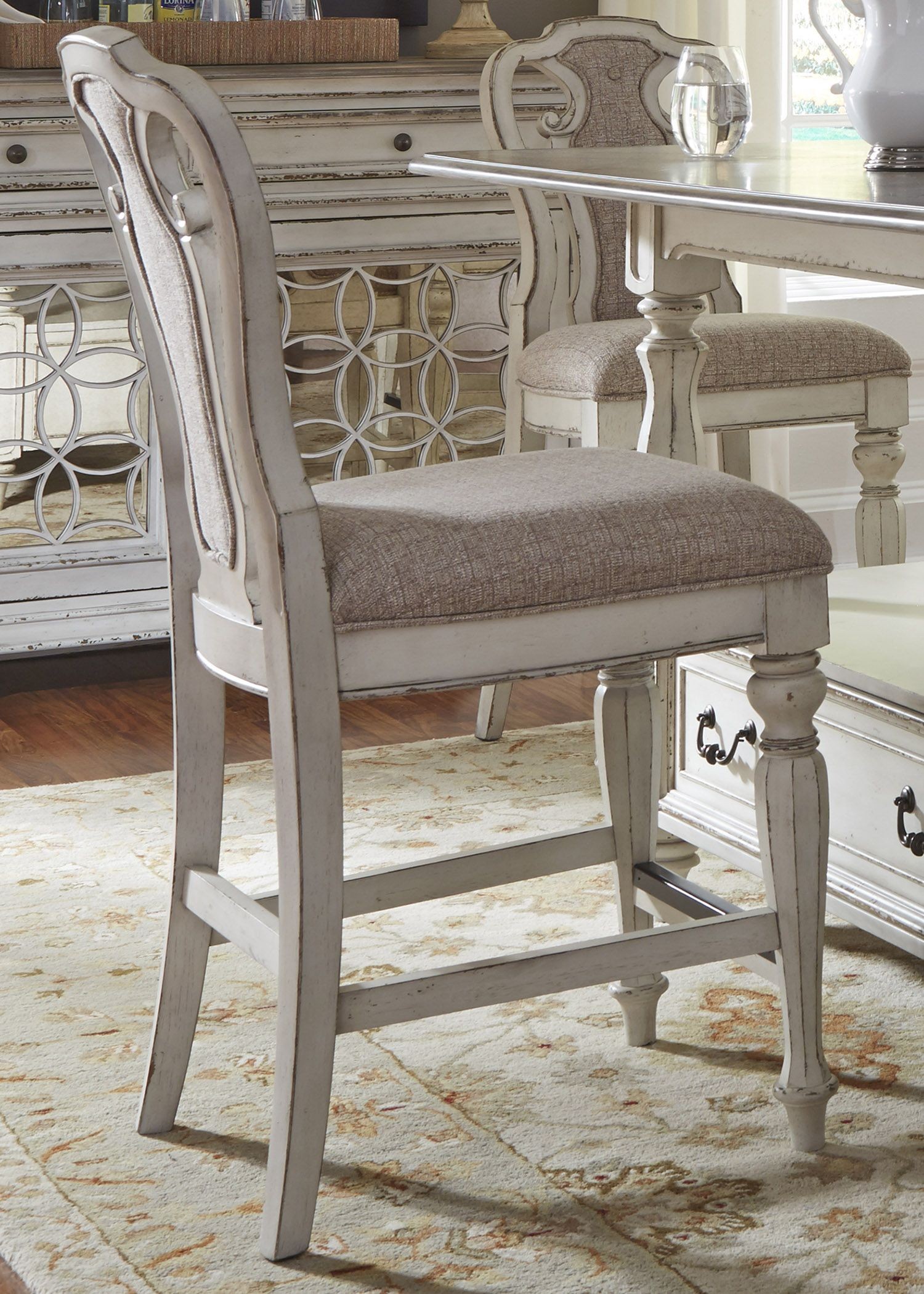 Magnolia Manor Antique White Counter Height Chair Set of 2 from Liberty