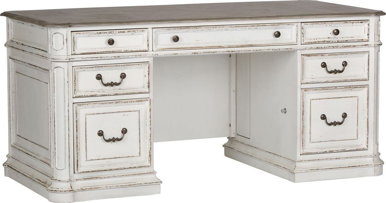 Magnolia Manor Antique White Jr Executive Desk from Liberty Coleman