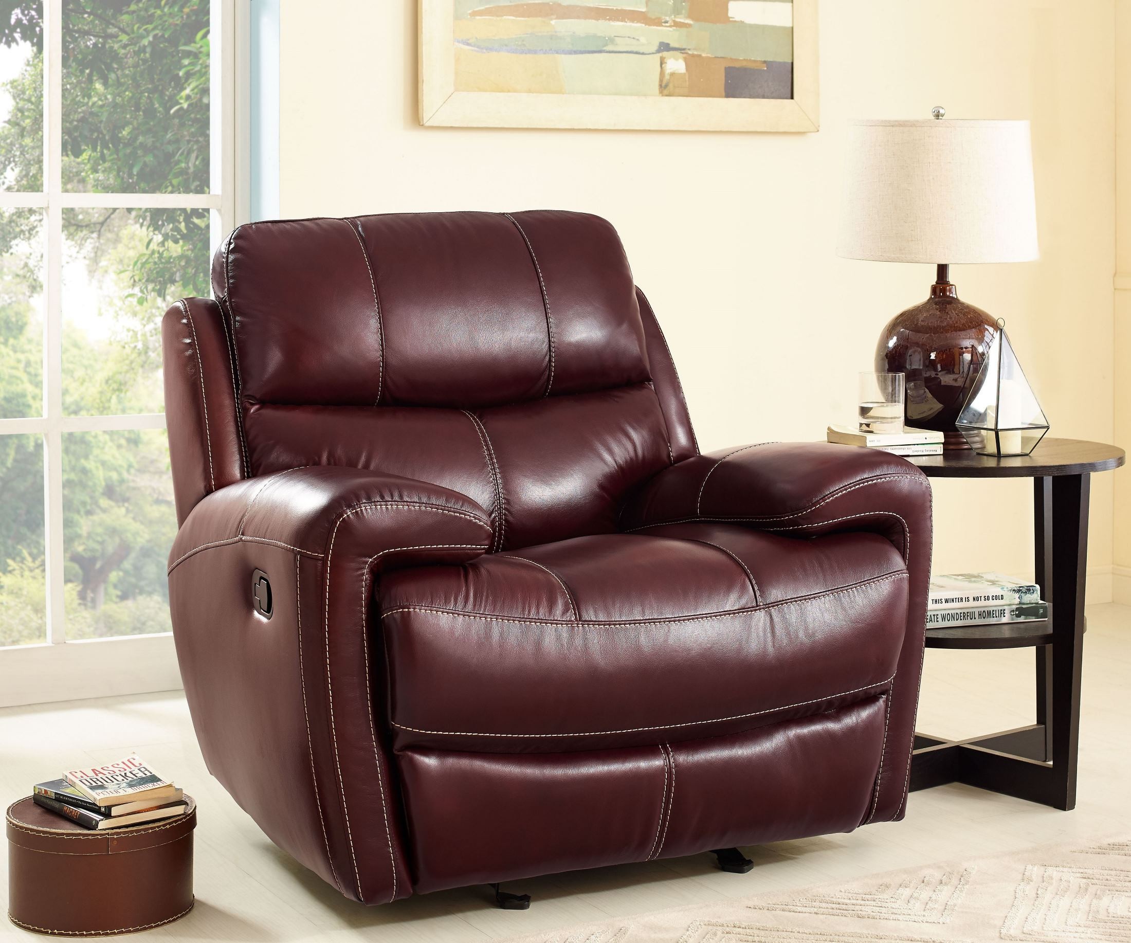 Boulevard Burgundy Glider Recliner from New Classic Coleman Furniture