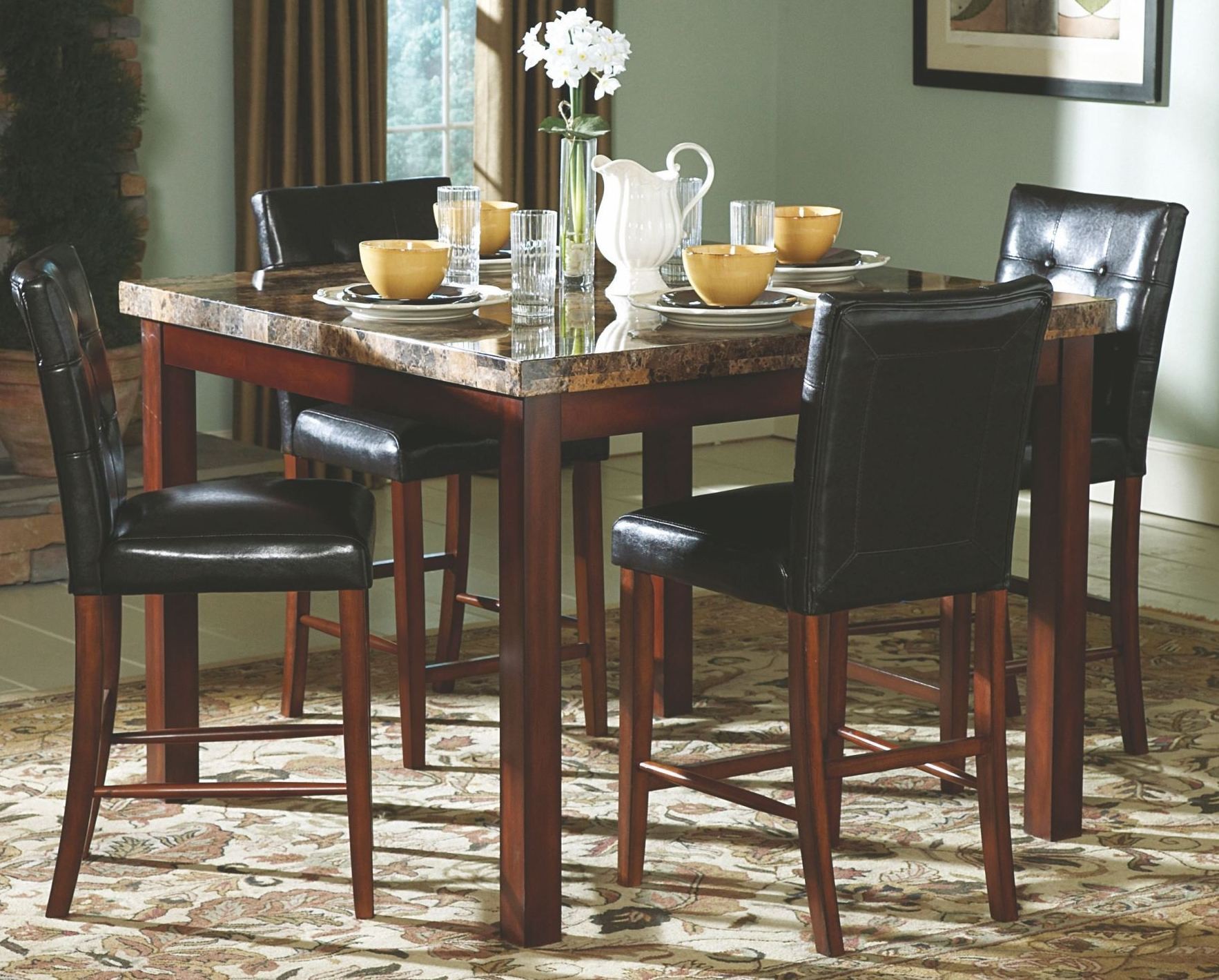 Achillea Faux Marble Counter Height Dining Room Set from Homelegance