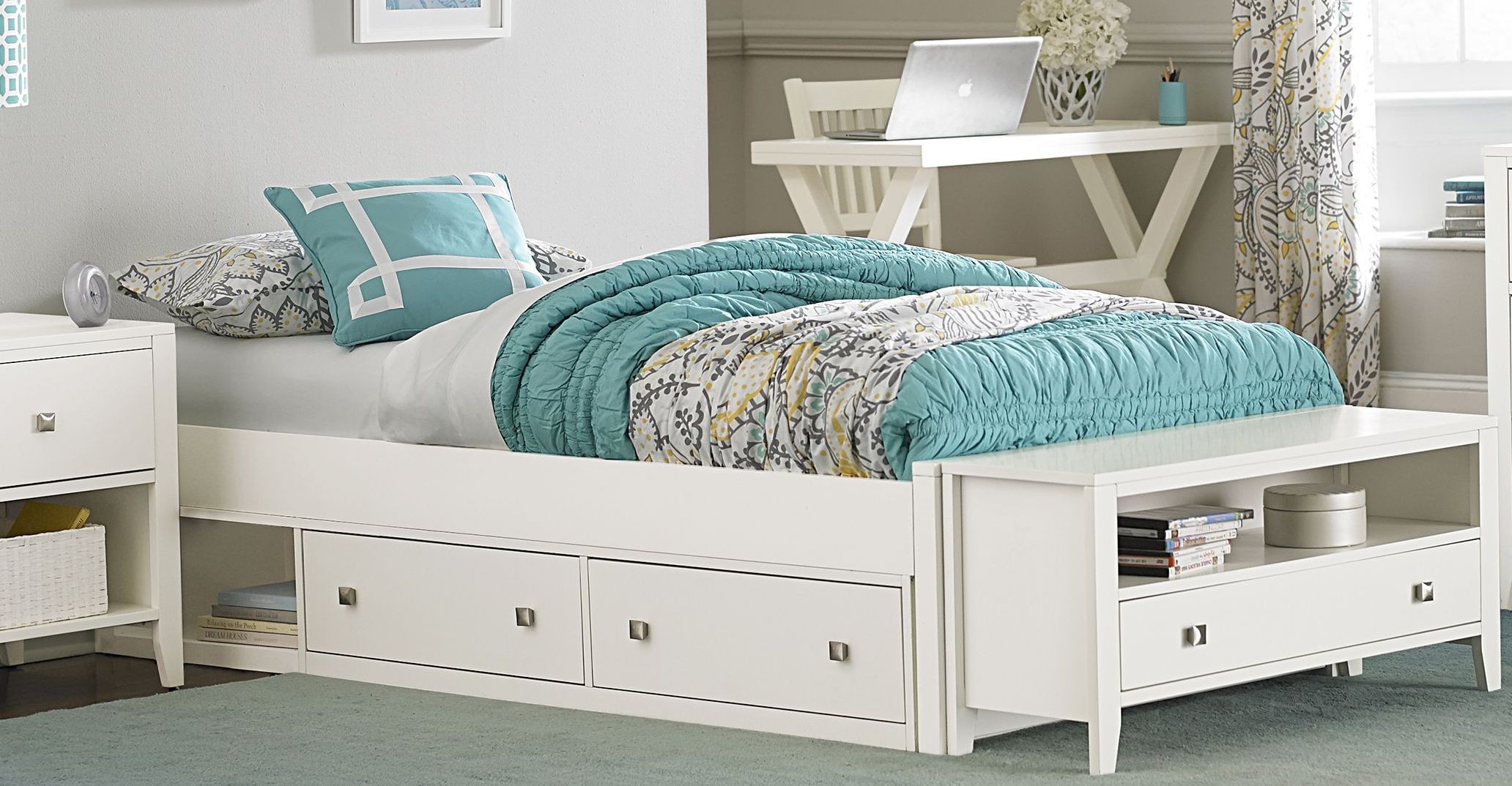 Pulse White Twin Platform Bed With Storage from NE Kids Coleman Furniture