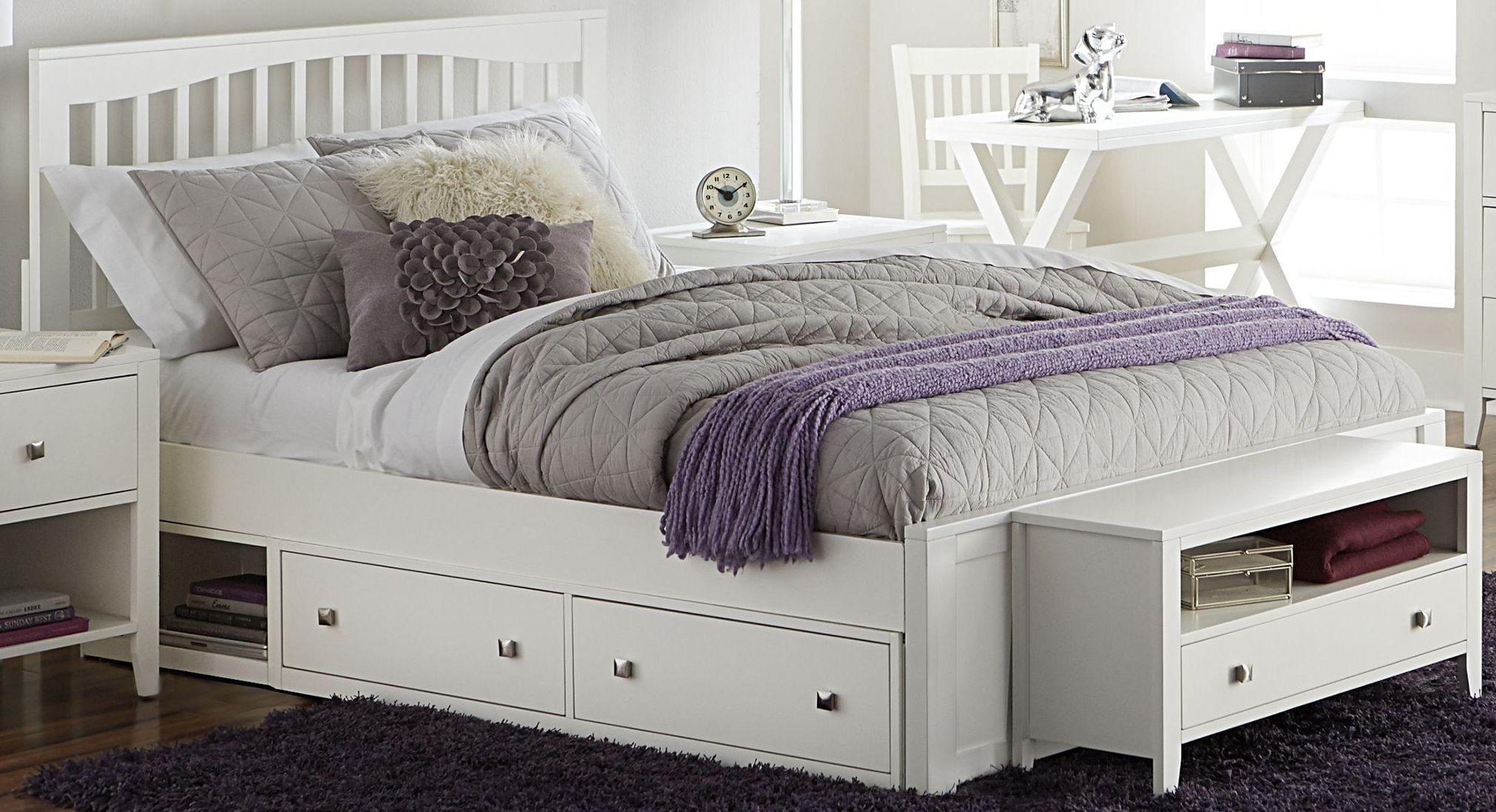 Pulse White Mission Queen Panel Bed With Storage from NE Kids Coleman