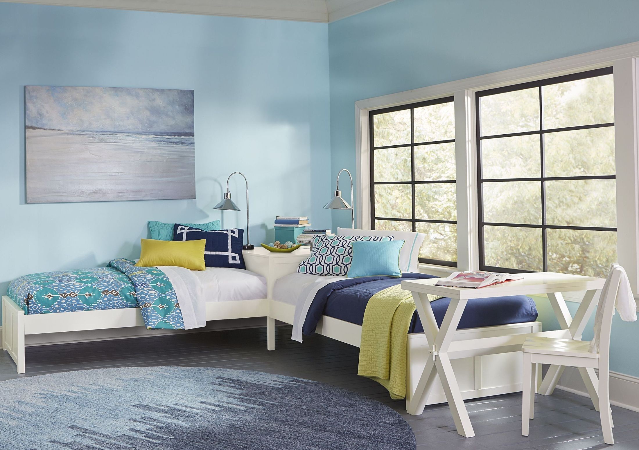 Pulse White Twin LShape Panel Bed from NE Kids Coleman Furniture