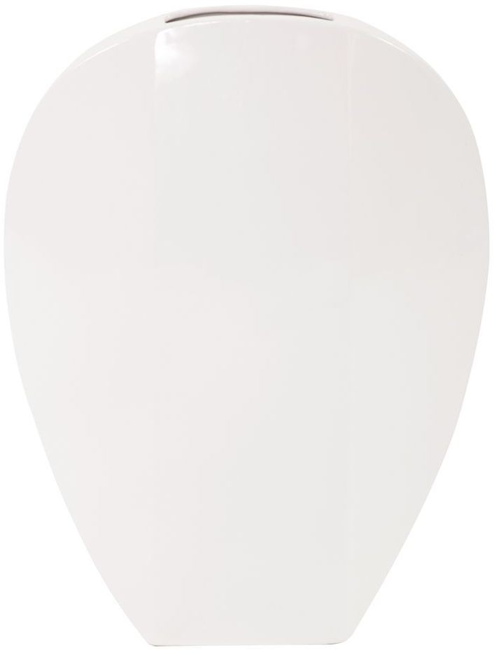 Glossy White Ceramic Flat Large Vase, 34121, Howard Elliot