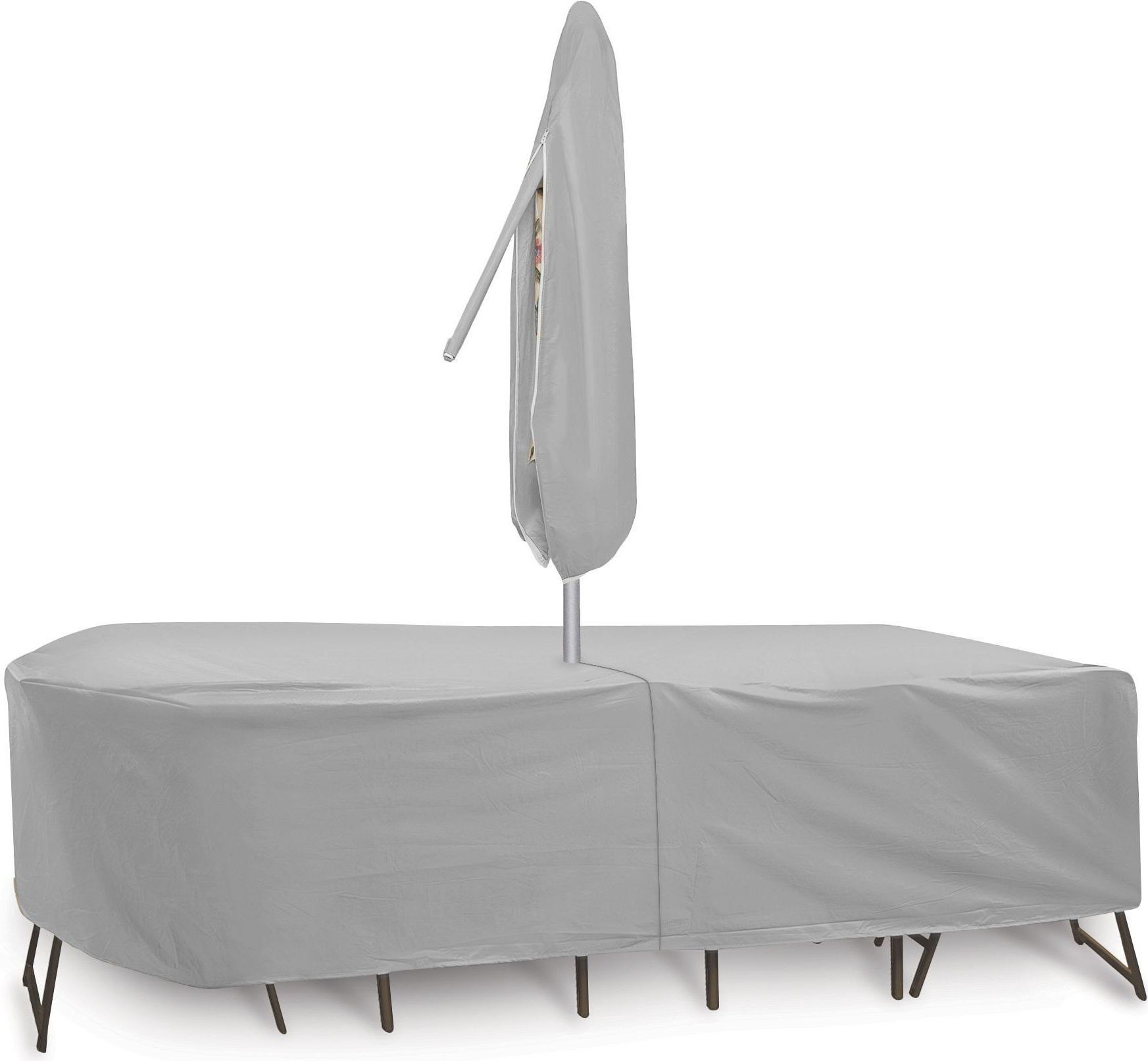 Gray 72"76" 7 Piece High Back Dining Set Cover With Umbrella Hole from
