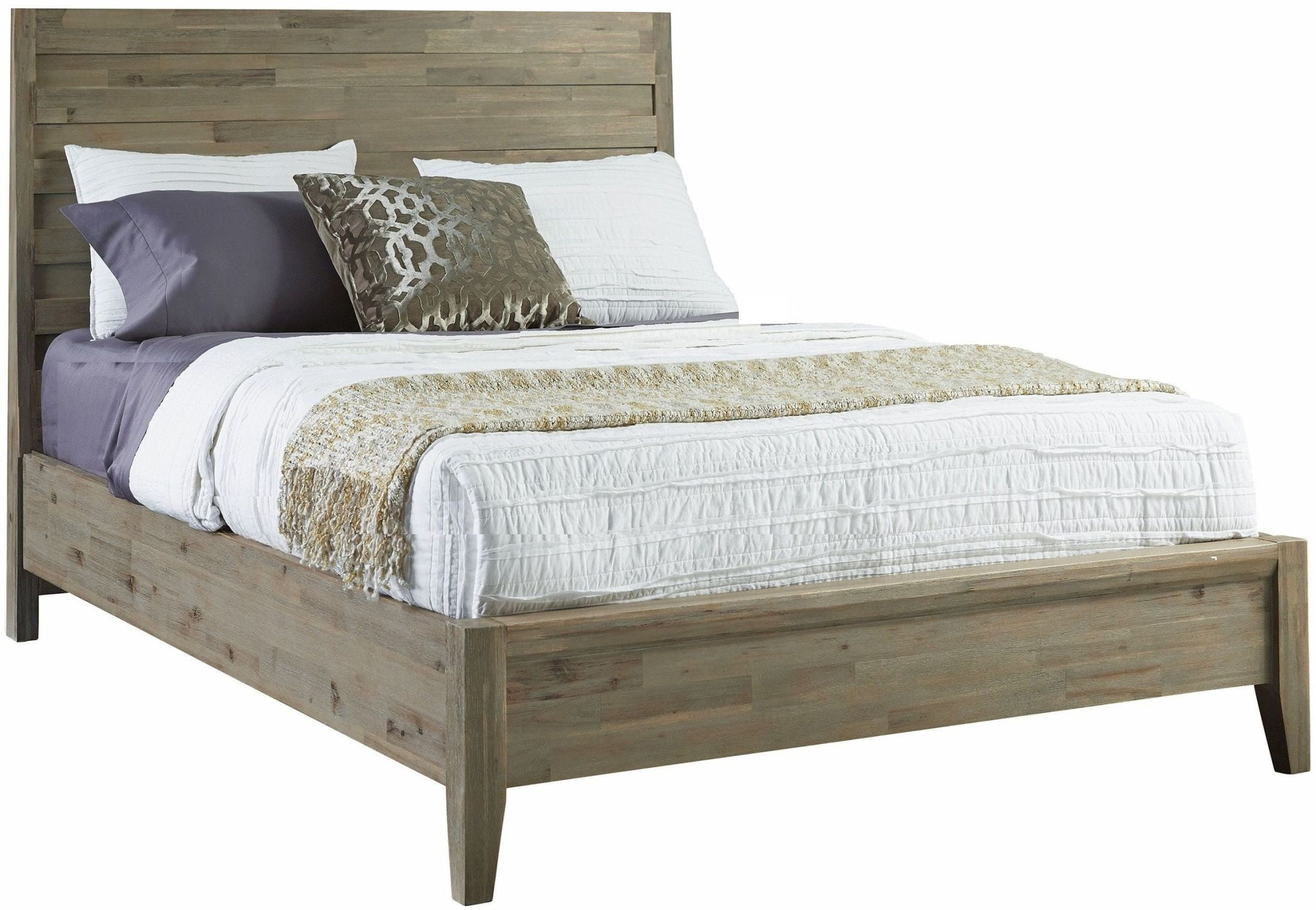 Harbourside Weathered Wire Brushed Horizontal Queen Slat Panel Bed, 372