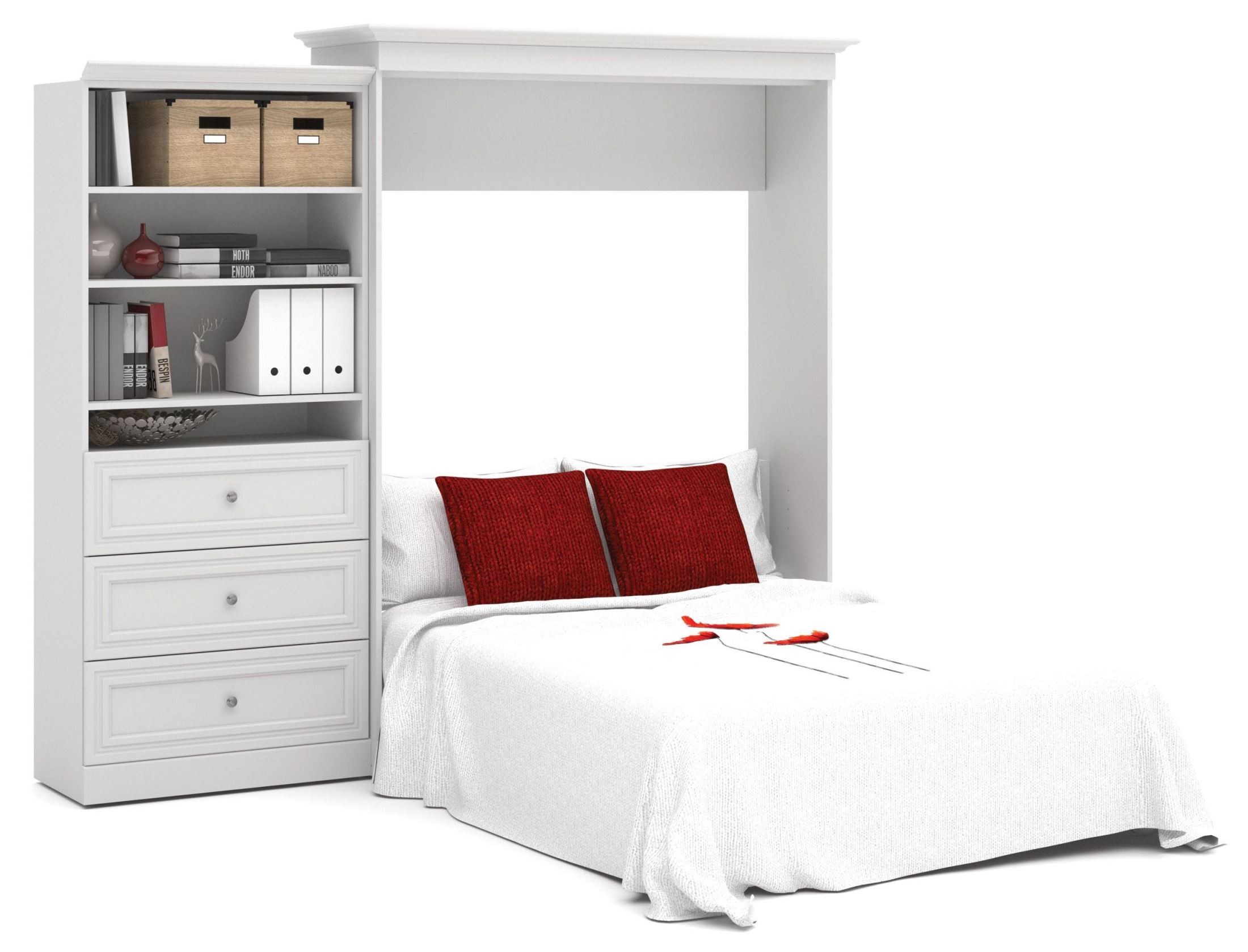 Versatile White 101'' Queen Wall Bed from Bestar (4088517) Coleman