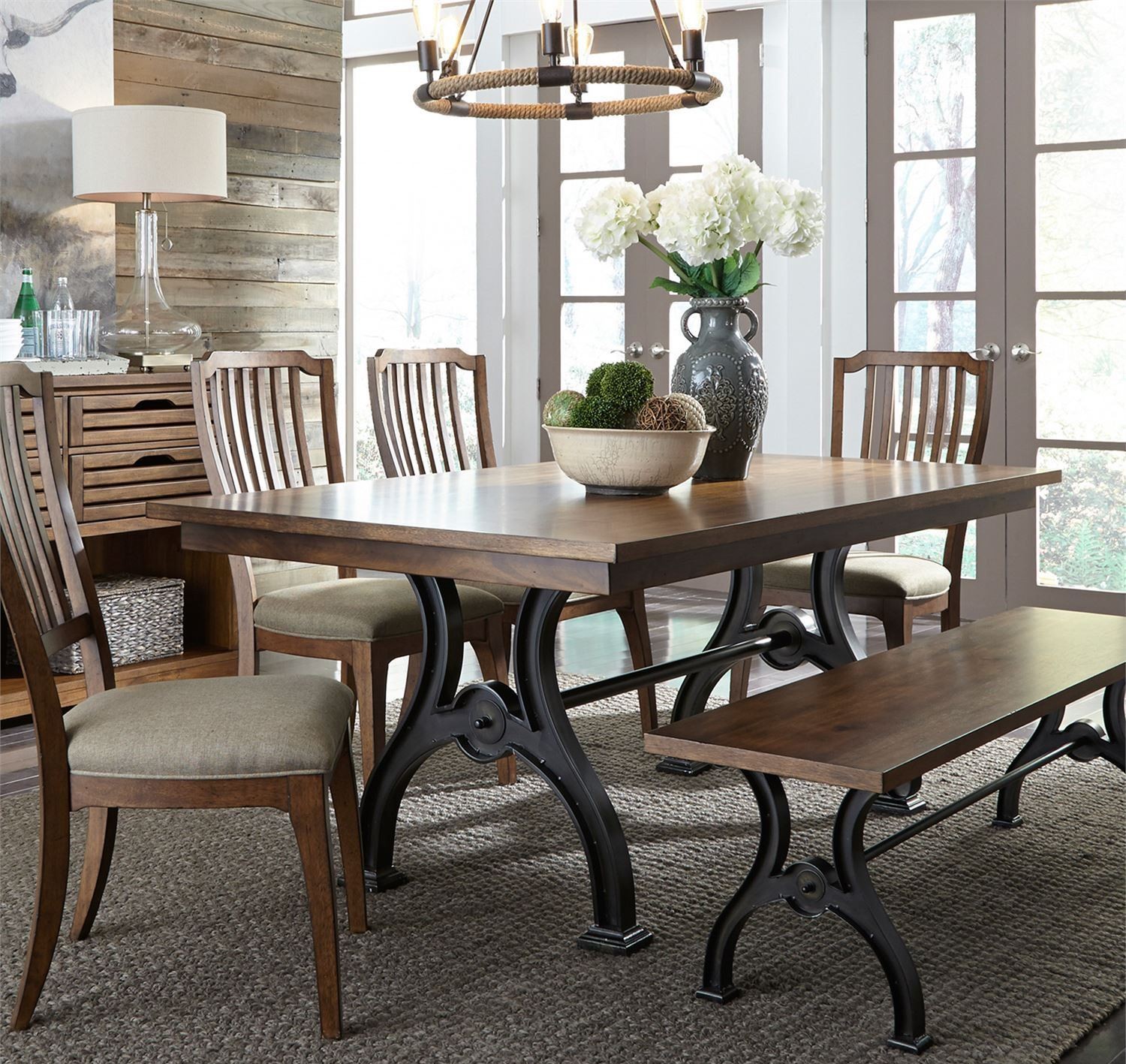 Arlington House Cobblestone Brown Trestle Dining Room Set from Liberty