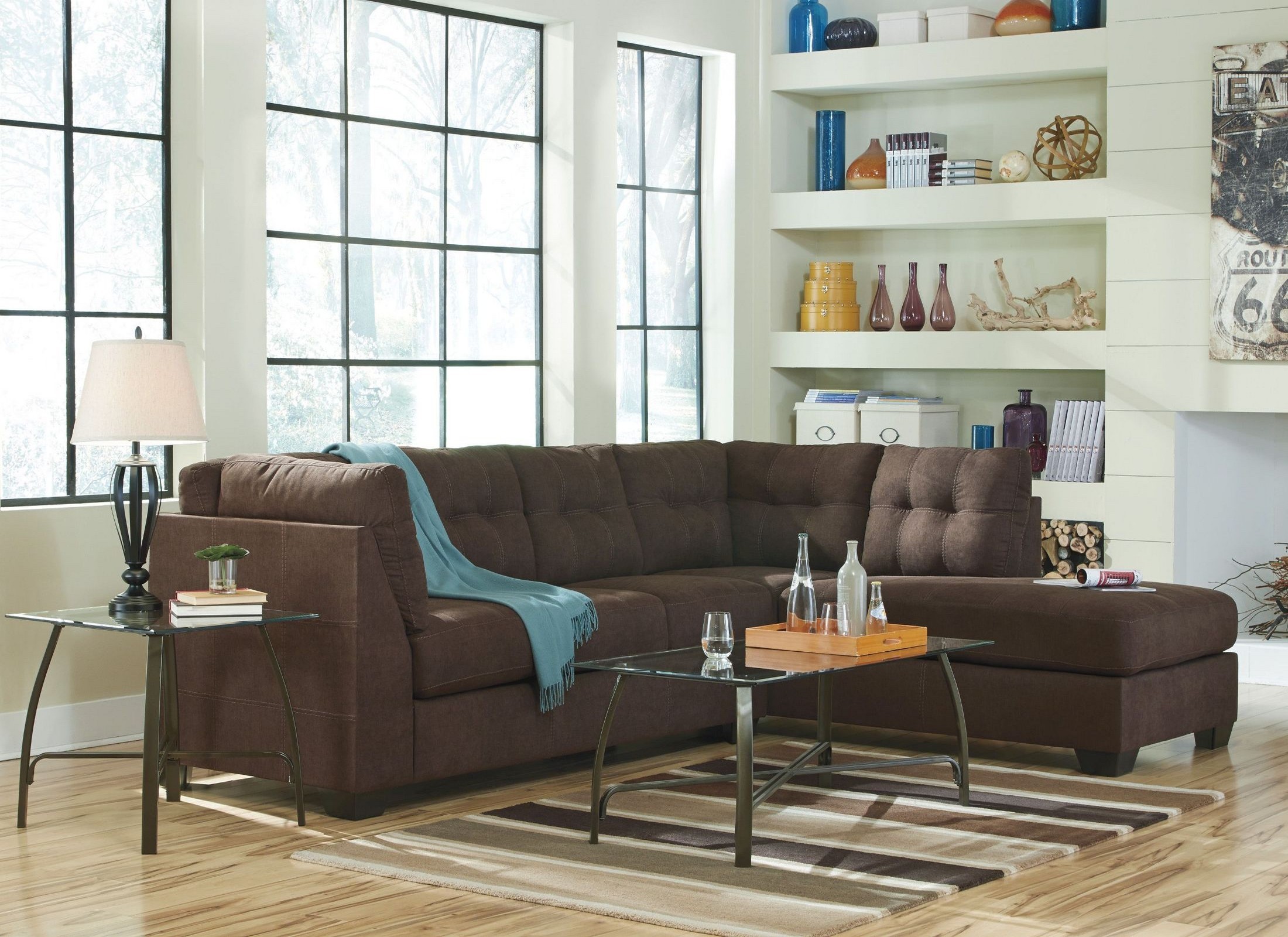 Maier Walnut RAF Sectional from Ashley (452011766) Coleman Furniture