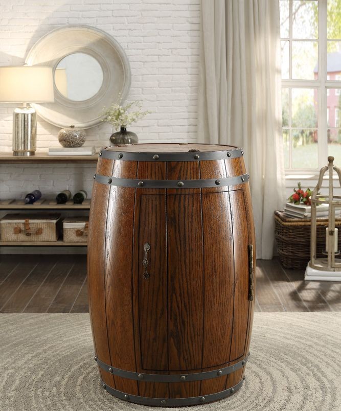 Dark Oak Wine Barrel Refrigerator from Homelegance Coleman