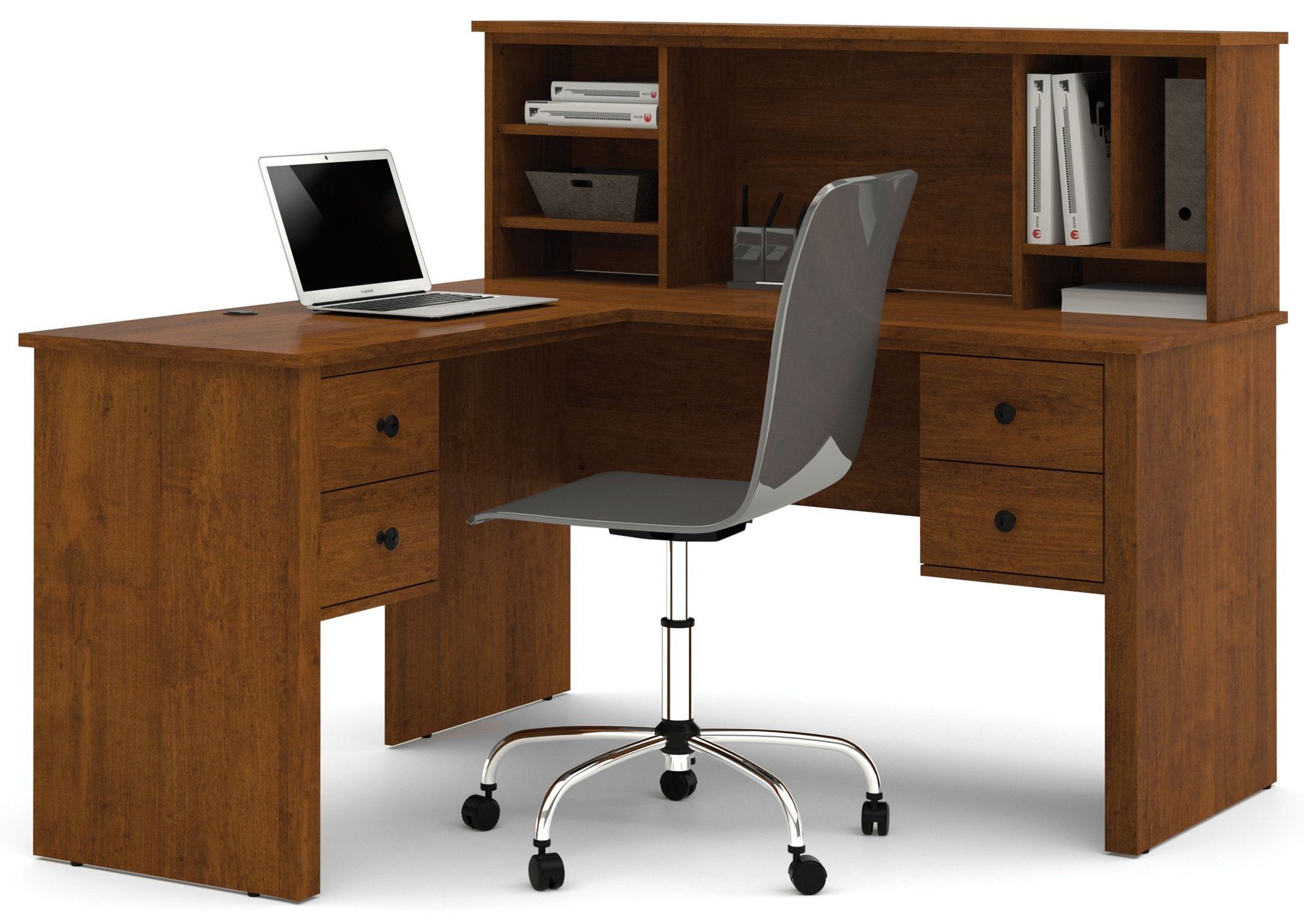 Somerville Tuscany Brown LShaped Desk With Hutch from Bestar (4585063