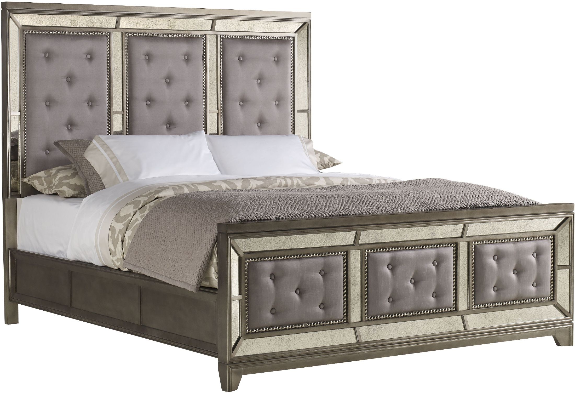 Lenox Platinum Painted Queen Upholstered Panel Bed from Avalon