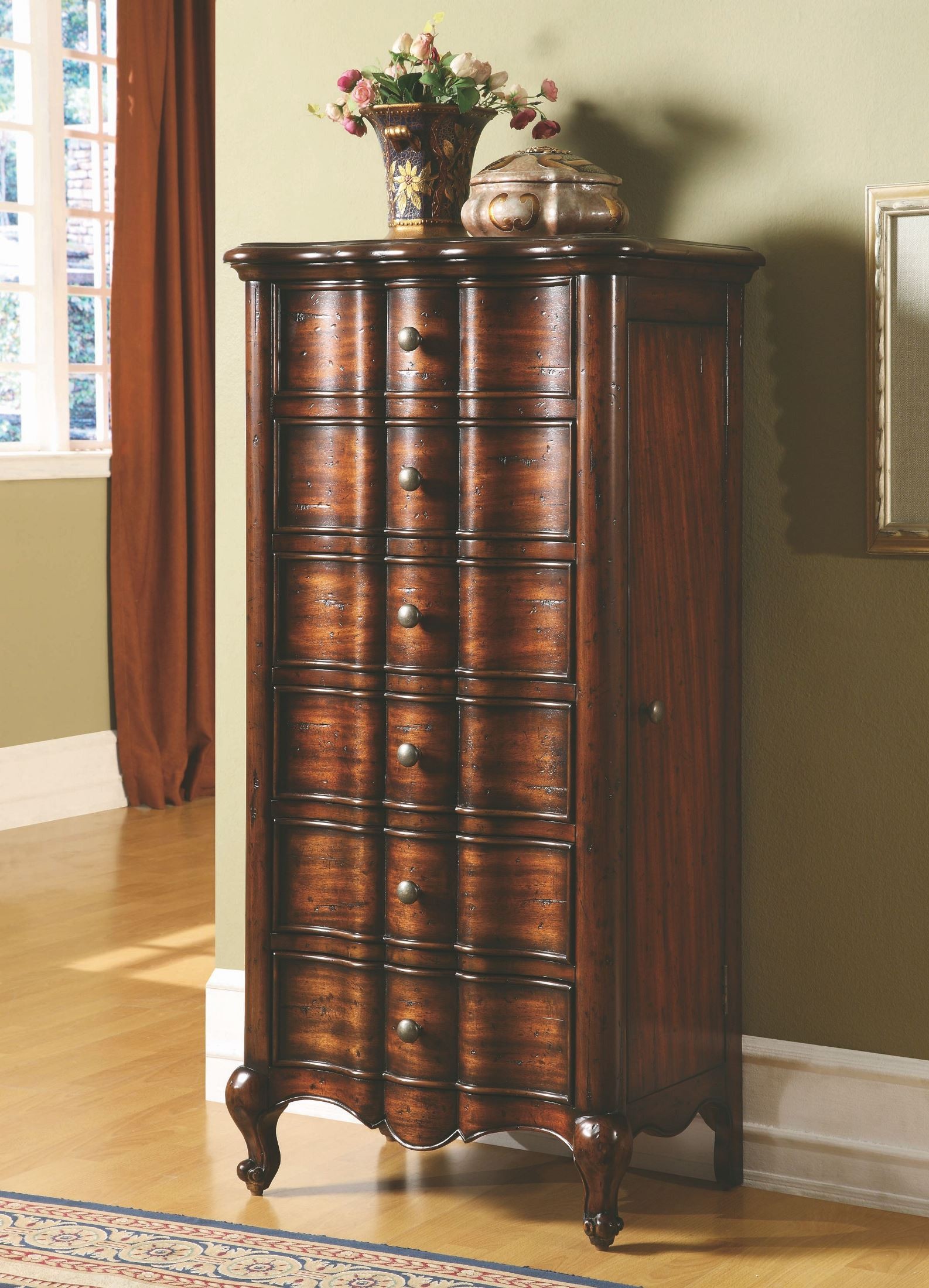 Mahogany 5 Drawer French Jewelry Armoire from Hooker ...
