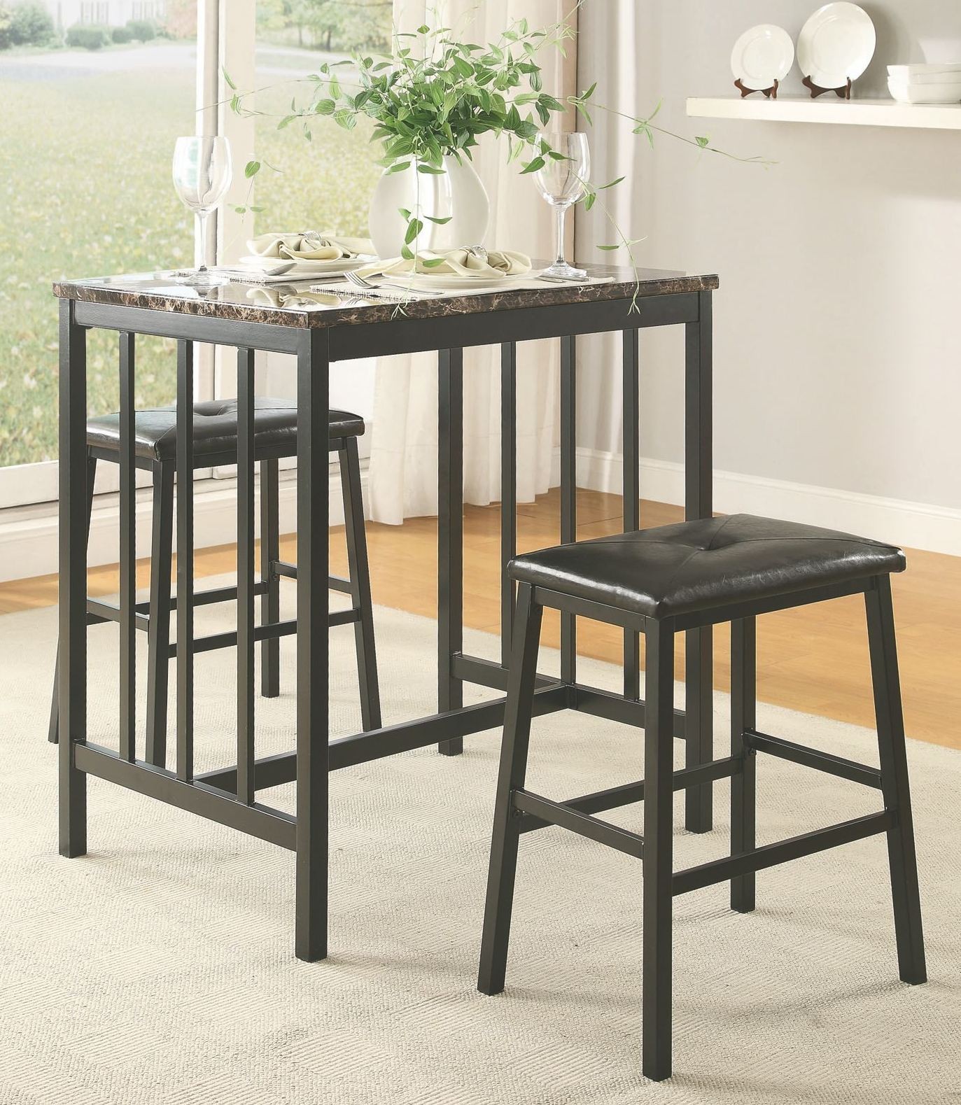 Edgar 3Pc Pack Faux Marble Counter Height Set from Homelegance