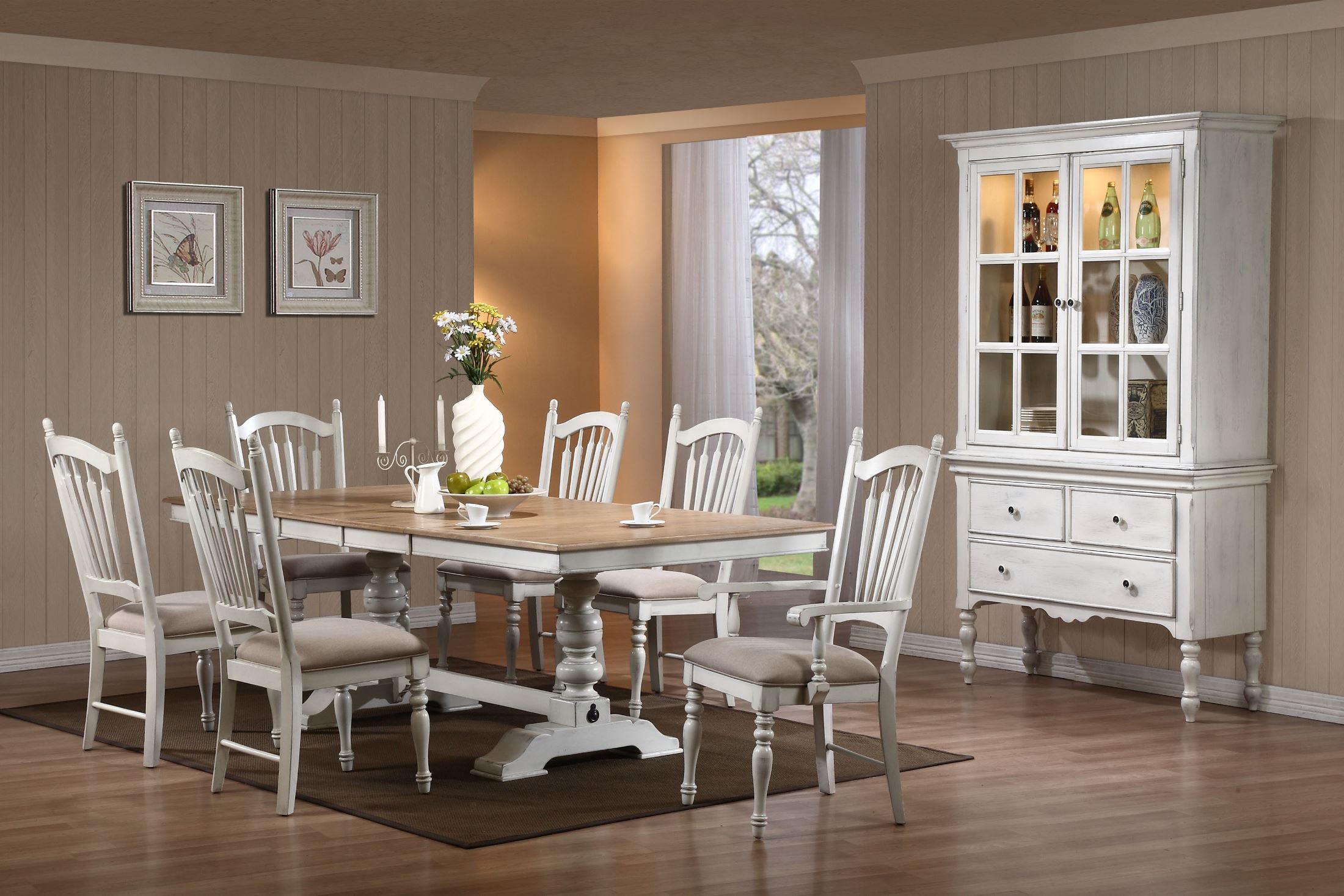 Hollyhock Distressed White Dining Table From Homelegance 5123 96