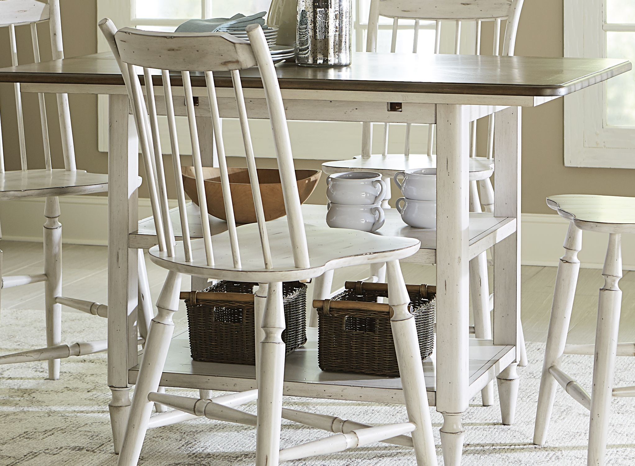 Oak Hill Tan Smoke & Antique White Center Island Table from Liberty