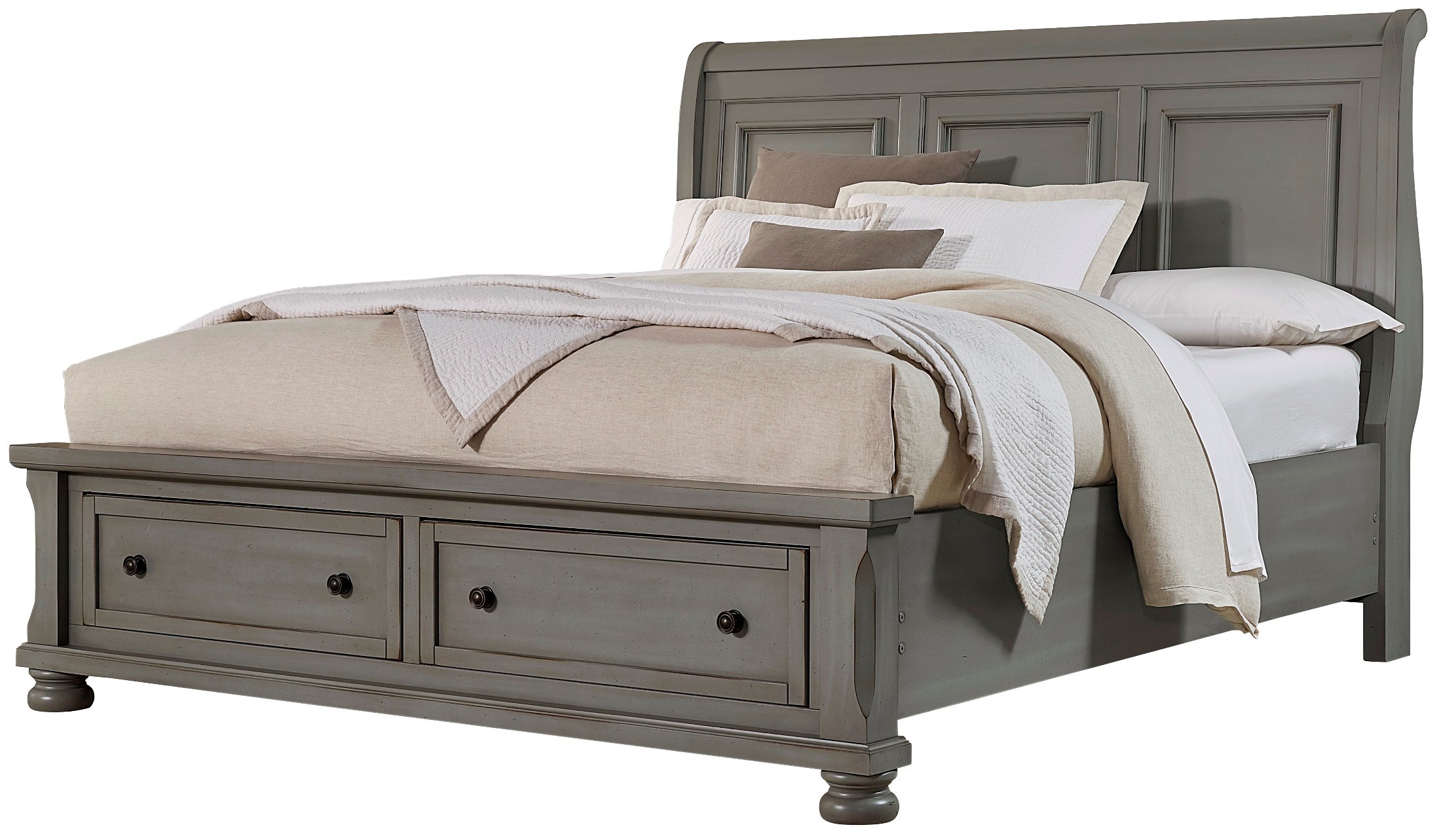 Reflections Antique Pewter Queen Sleigh Storage Bed from Vaughn Bassett