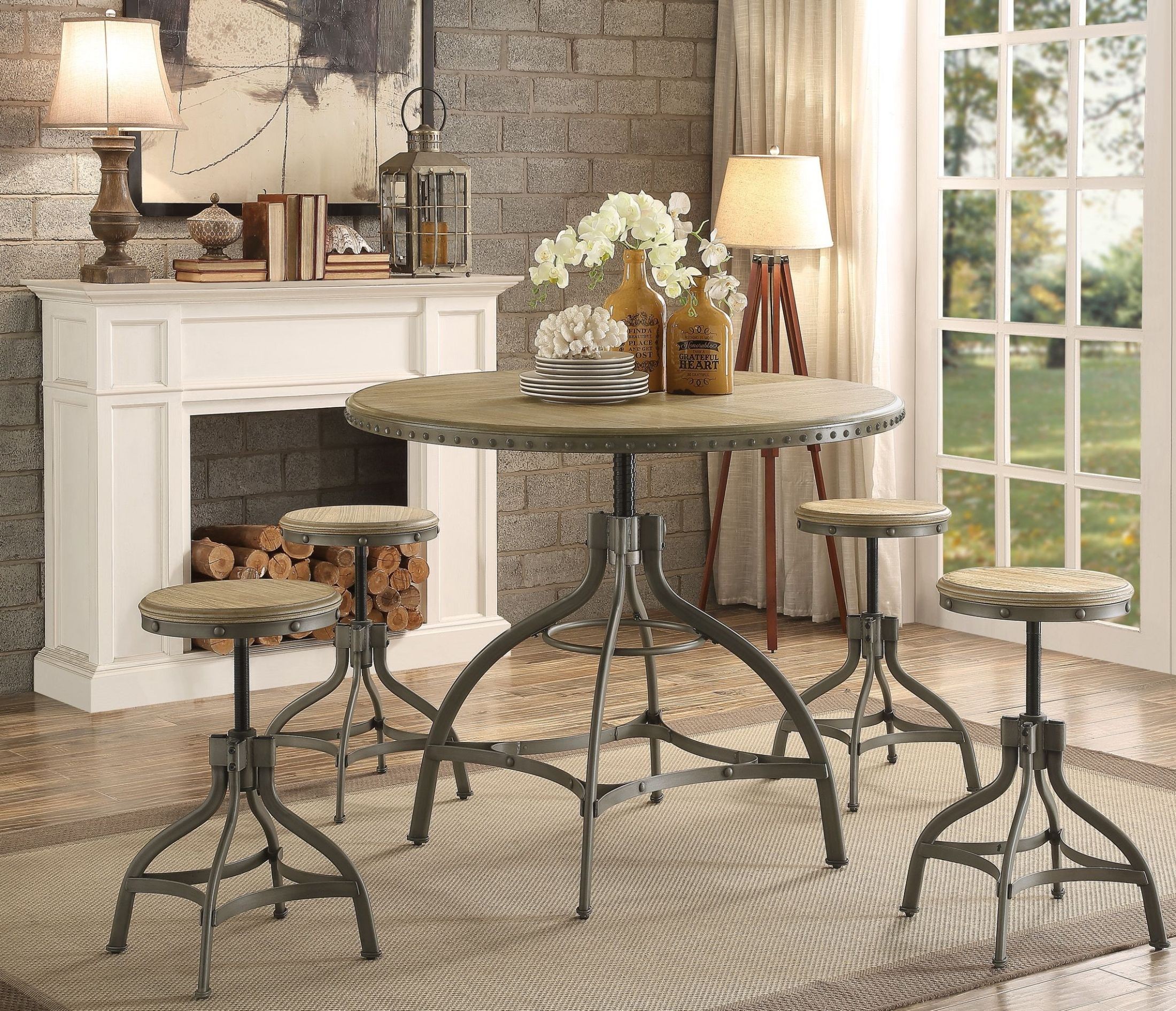 Beacher Round Adjustable Height Dining Table from Homelegance | Coleman
