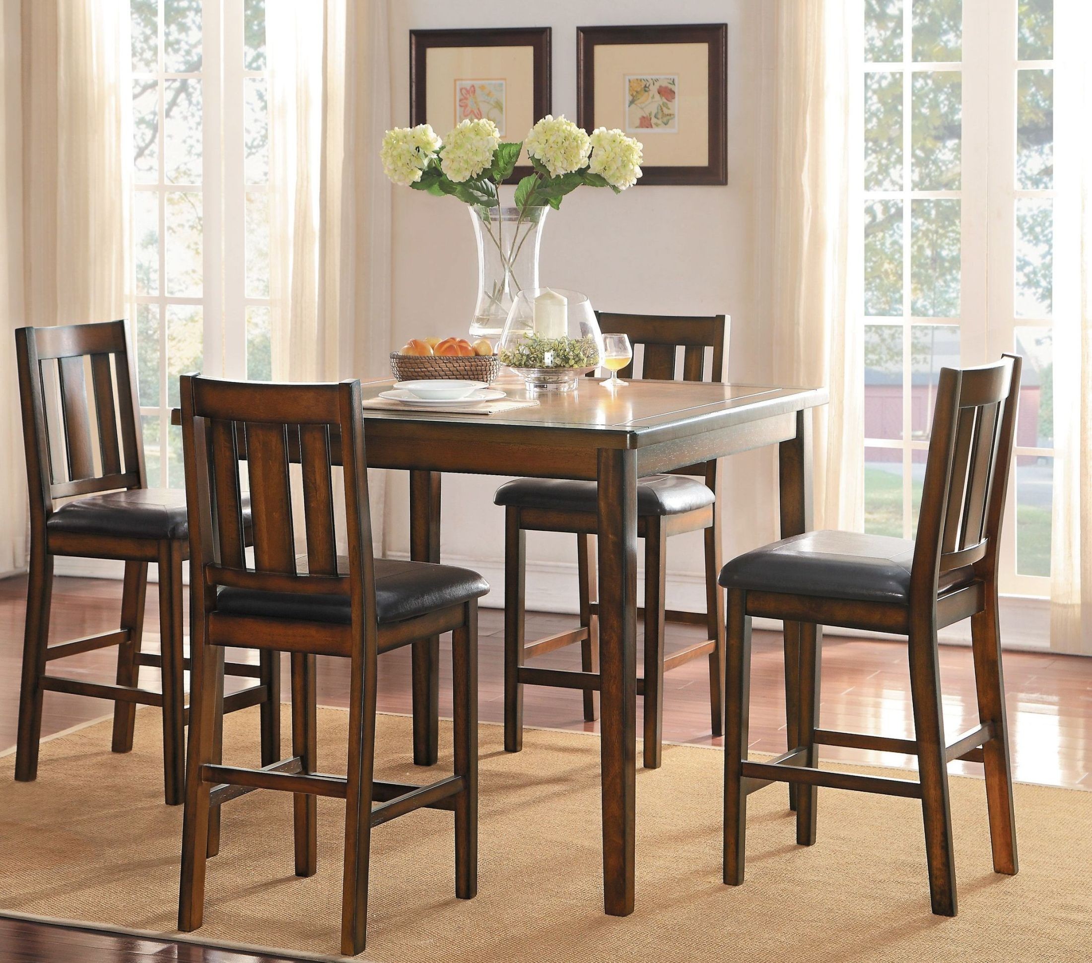 Delmar Burnished Brown 5 Piece Counter Height Dining Room Set from