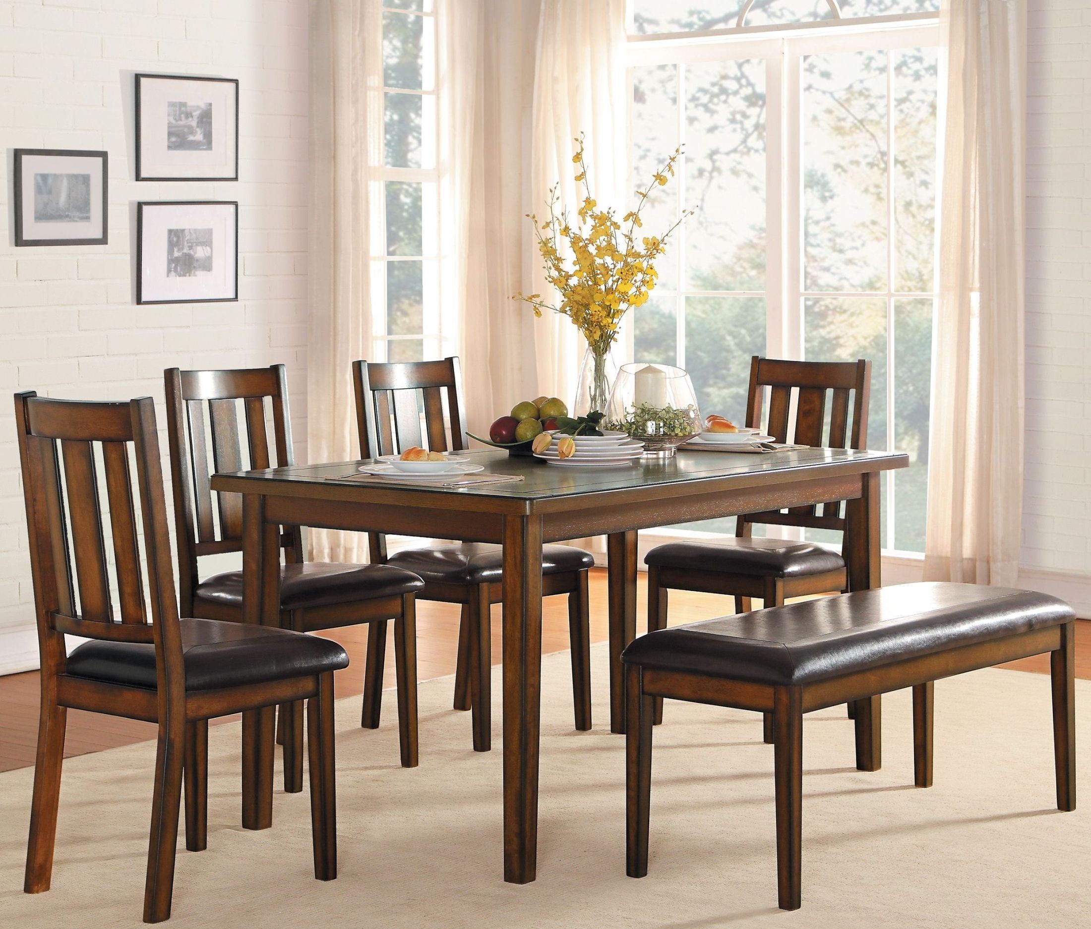 Delmar Burnished Brown 6 Piece Dining Room Set from Homelegance Coleman Furniture