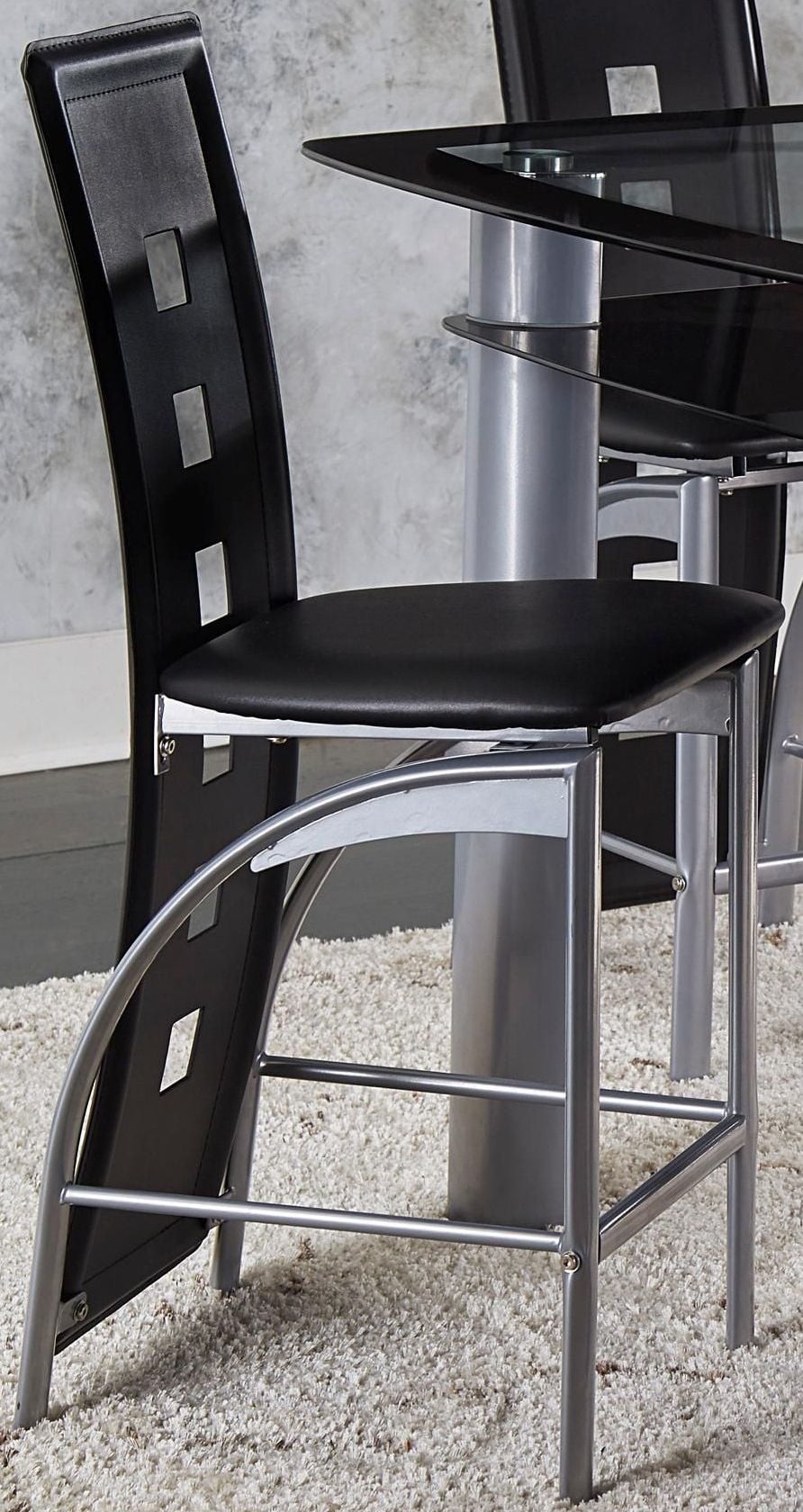Sona Black and Silver Counter Height Chair Set of 2 from Homelegance
