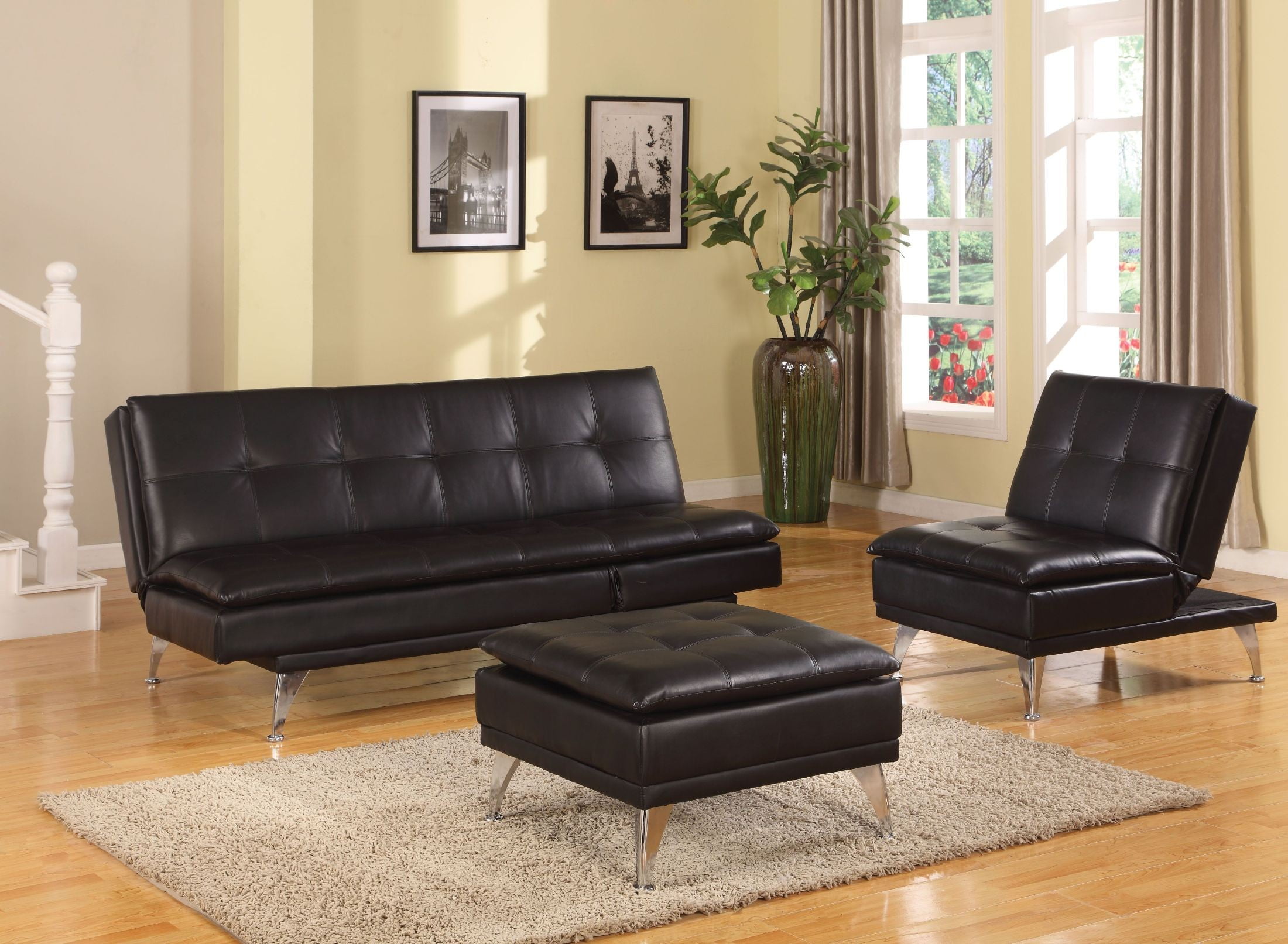 Frasier Black Adjustable Futon Living Room Set Frasier Black Adjustable Futon Living Room Set