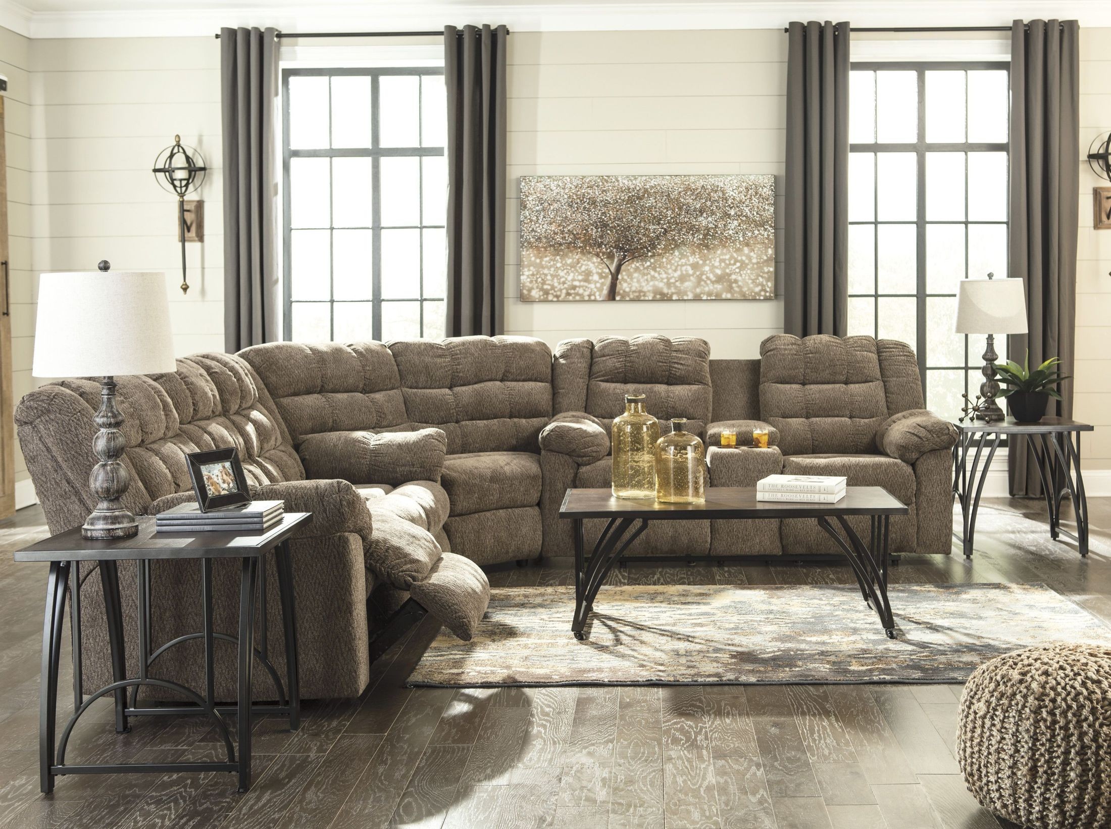 Workhorse Cocoa Double Reclining Console Loveseat from Ashley Coleman