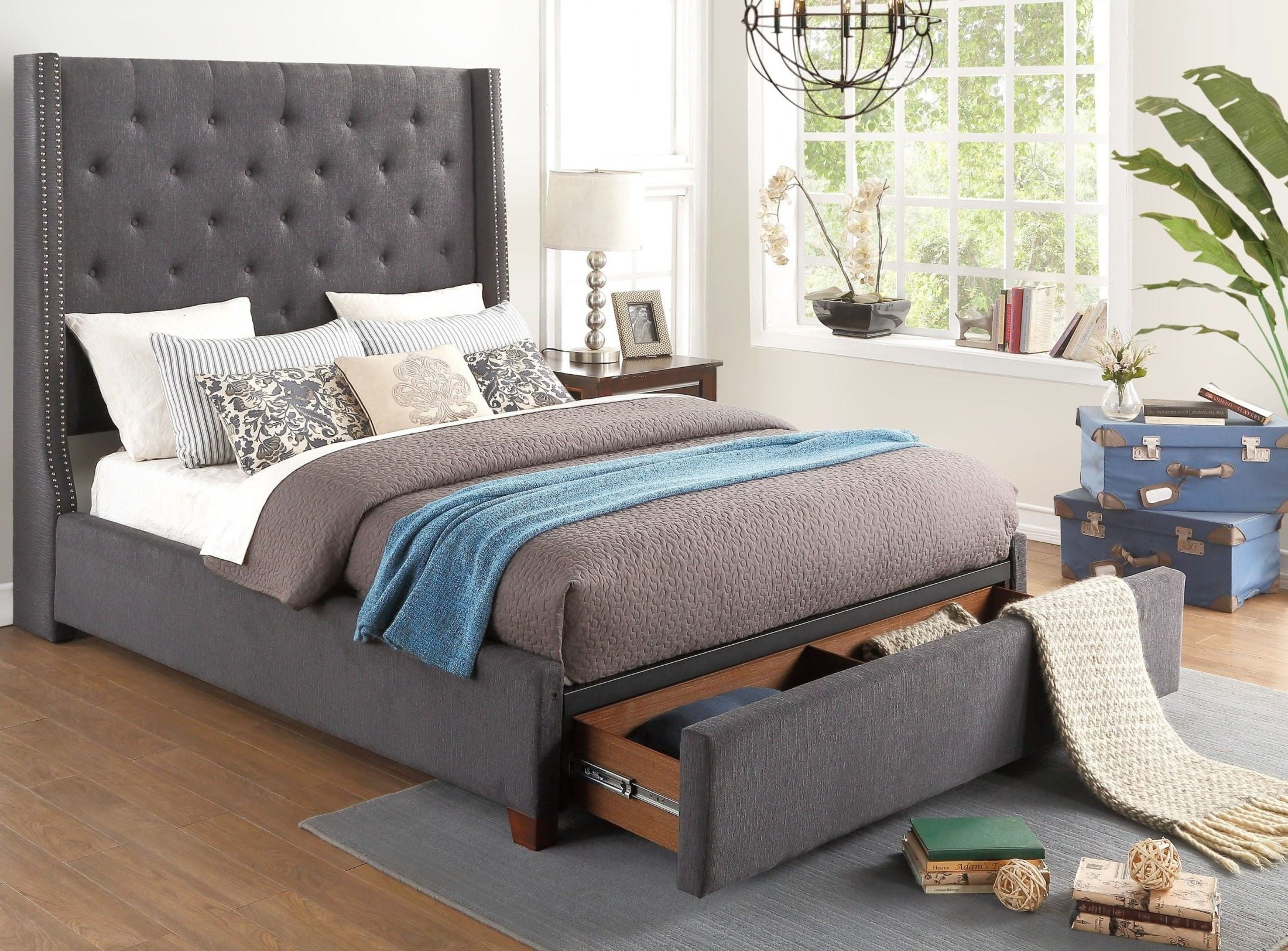 king platform storage bed