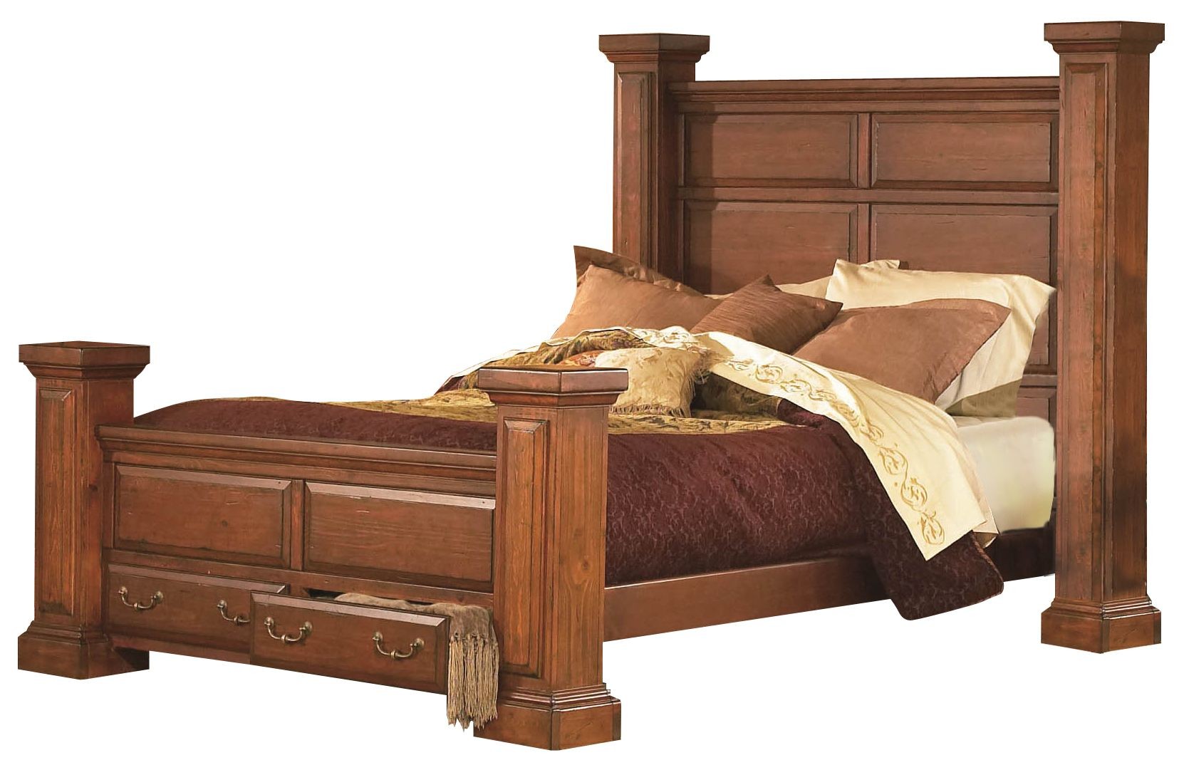 Torreon Antique Pine King Panel Storage Bed from Progressive Furniture