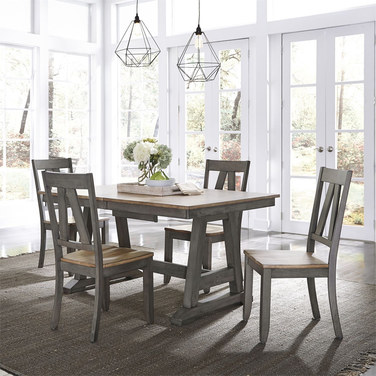 Lindsey Farm Gray and Sandstone Extendable Dining Room Set from Liberty