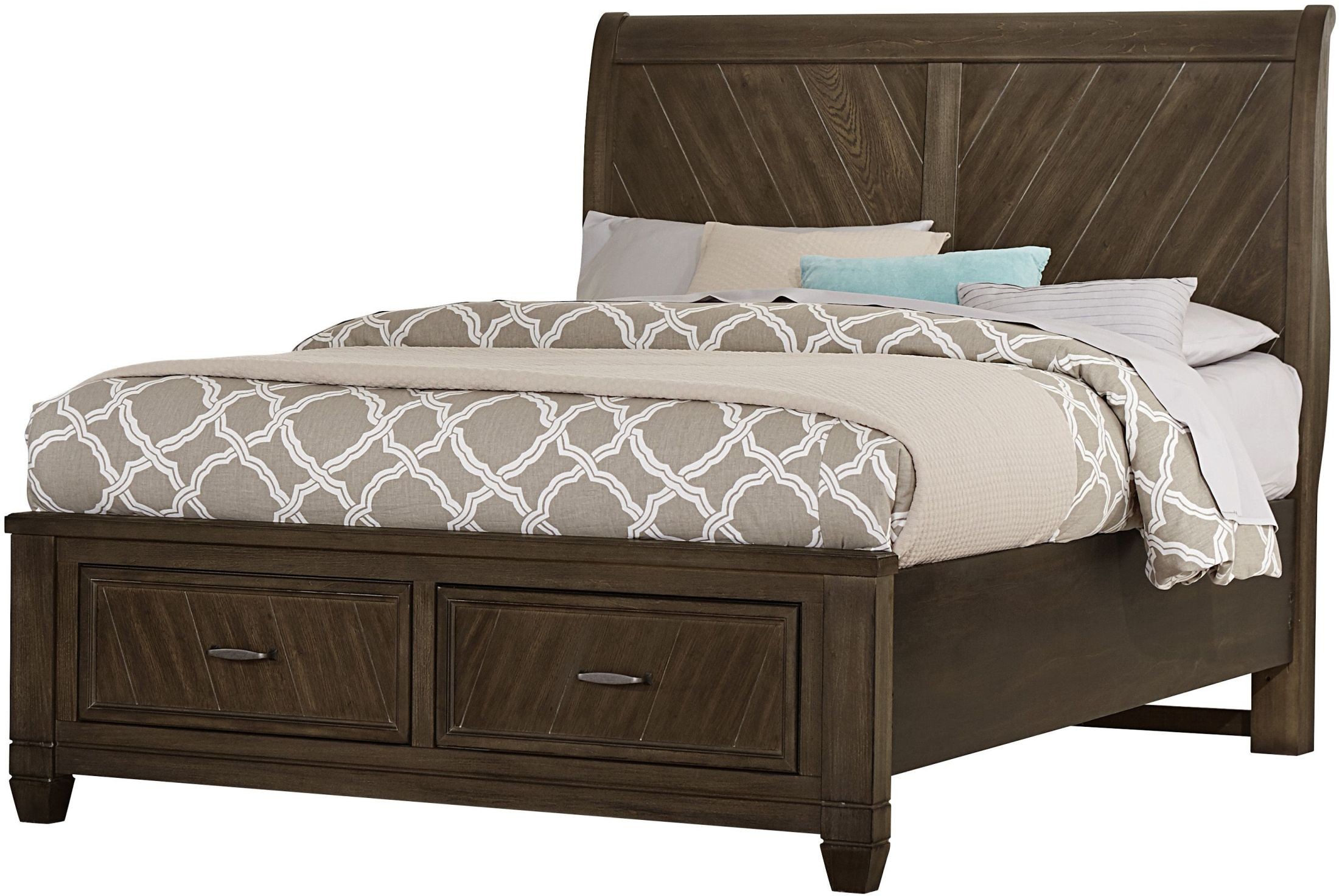 Rustic Cottage Dark Rustic Oak King Sleigh Storage Bed from Vaughn Bassett Coleman Furniture