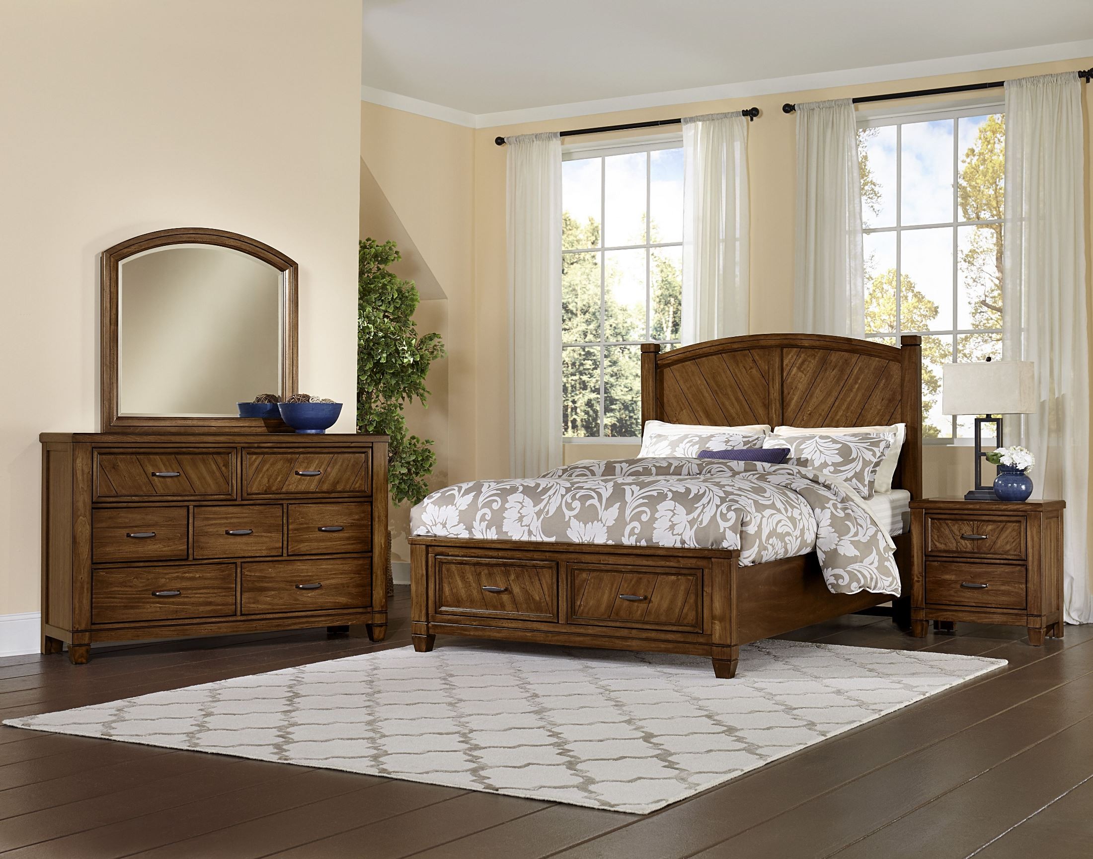 Rustic Cottage Rustic Cherry Panel Storage Bedroom Set ...