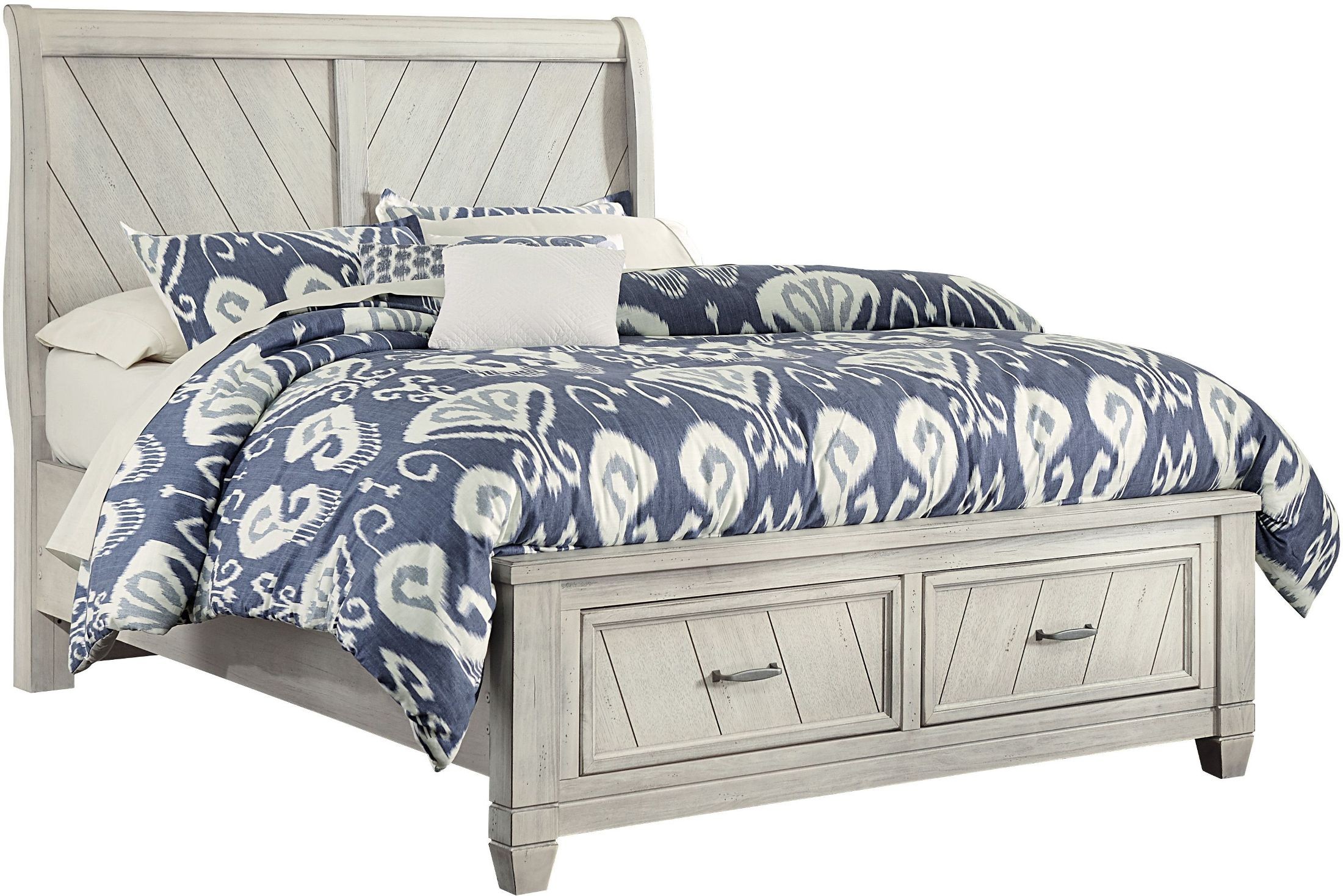 Rustic Cottage Rustic White King Sleigh Storage Bed from Vaughn Bassett