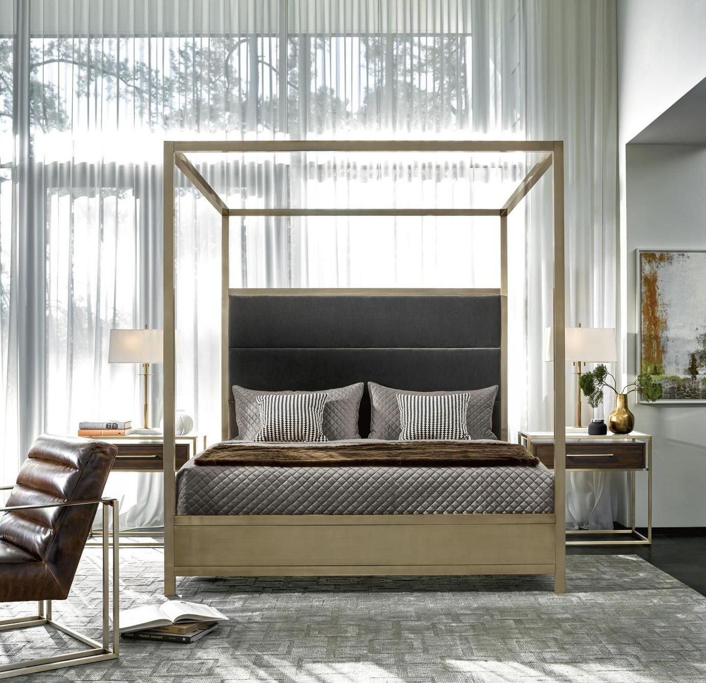Harlow Gold and Gray King Poster Bedroom Set from ...