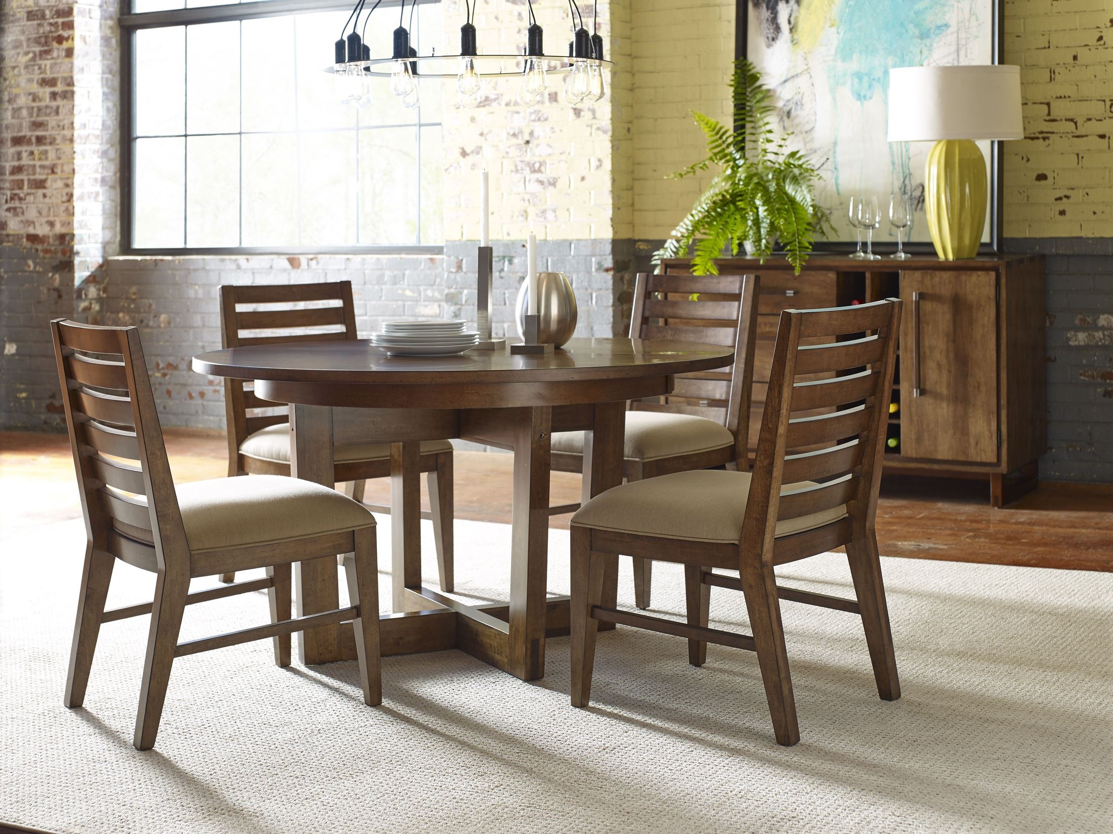 Traverse Brown 54" Drop Leaf Round Dining Room Set from ...