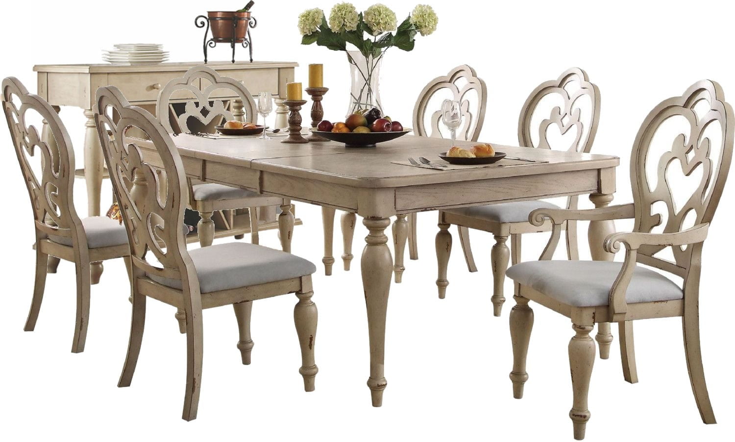 Abelin Antique White Rectangular Dining Room Set from Acme | Coleman
