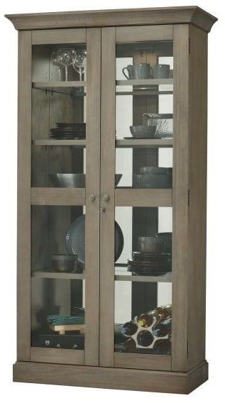grey curio cabinet