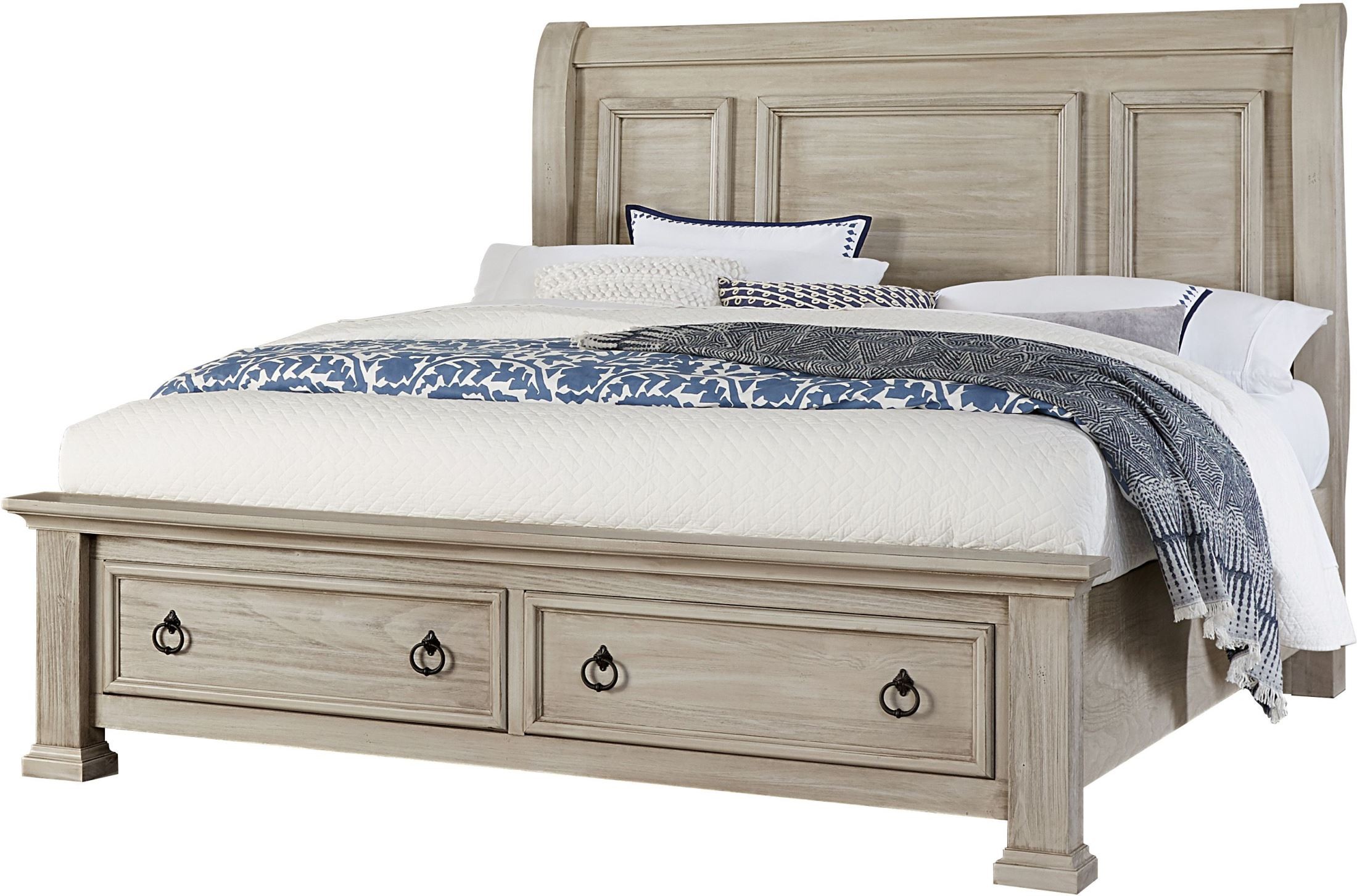 Rustic Hills Spiced Cream King Sleigh Storage Bed from Vaughan Bassett