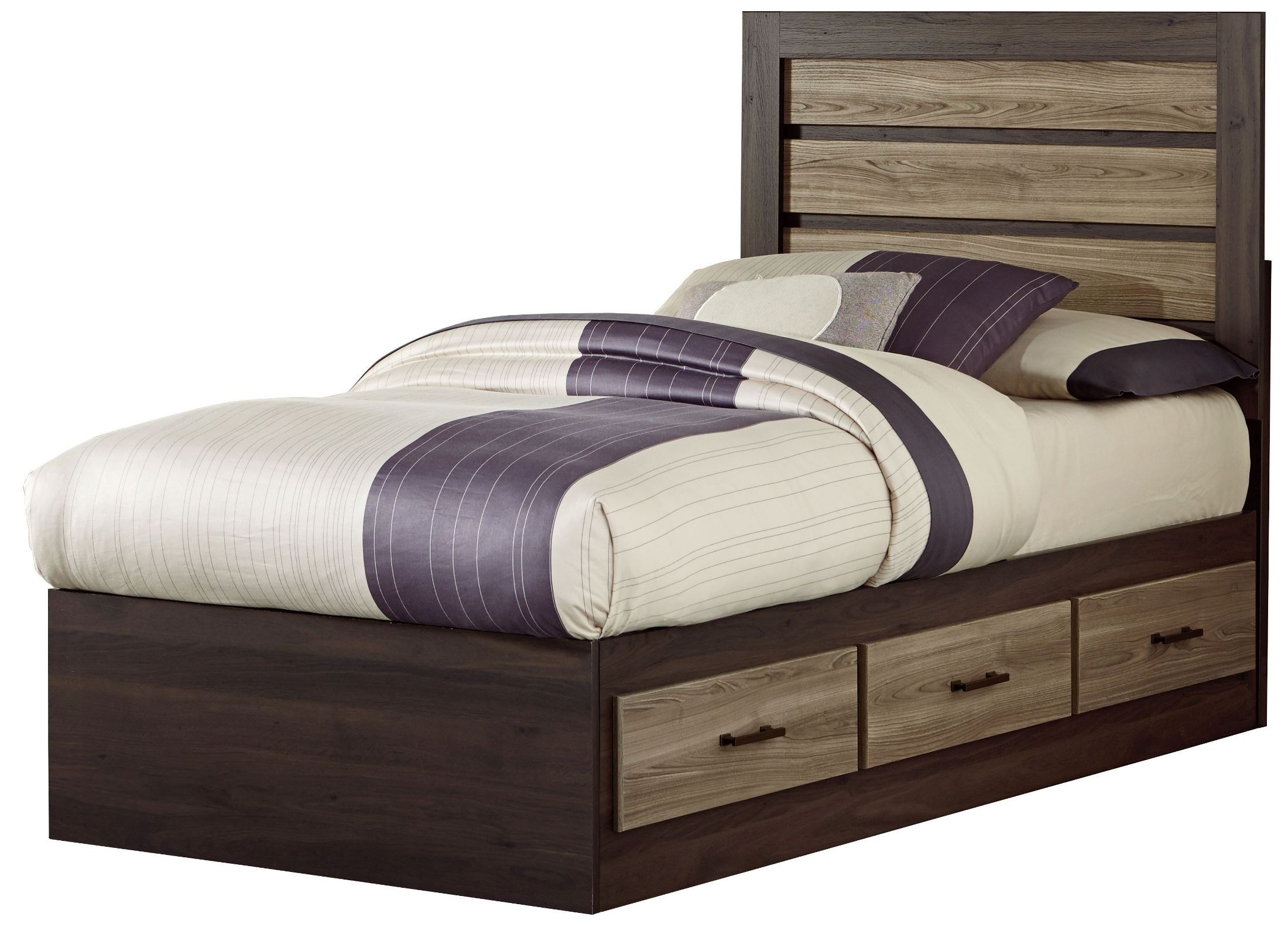 Oakland Smoky Brown And Grayed Birch Twin Captains Storage Bed from