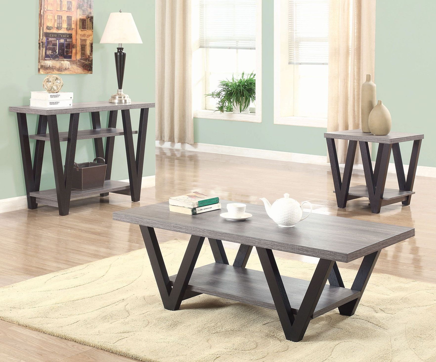 Antique Grey and Black Occasional Table Set from Coaster Coleman