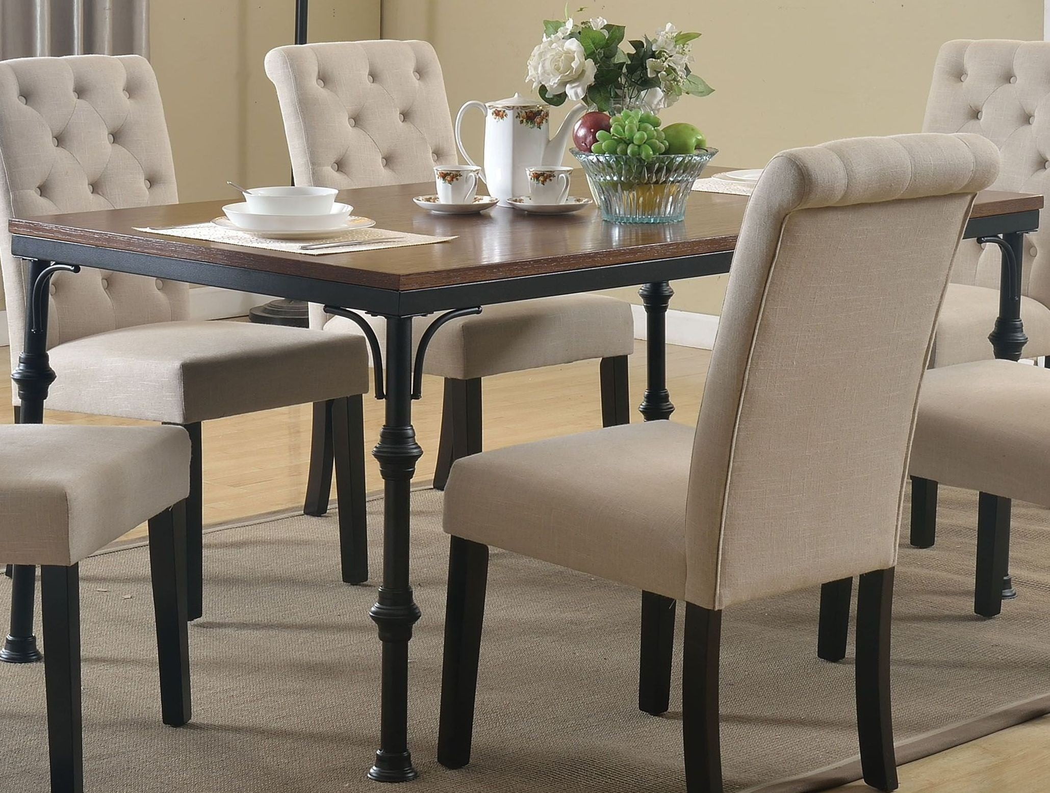 Vriel Dark Oak and Black Dining Room Set from Acme Coleman Furniture