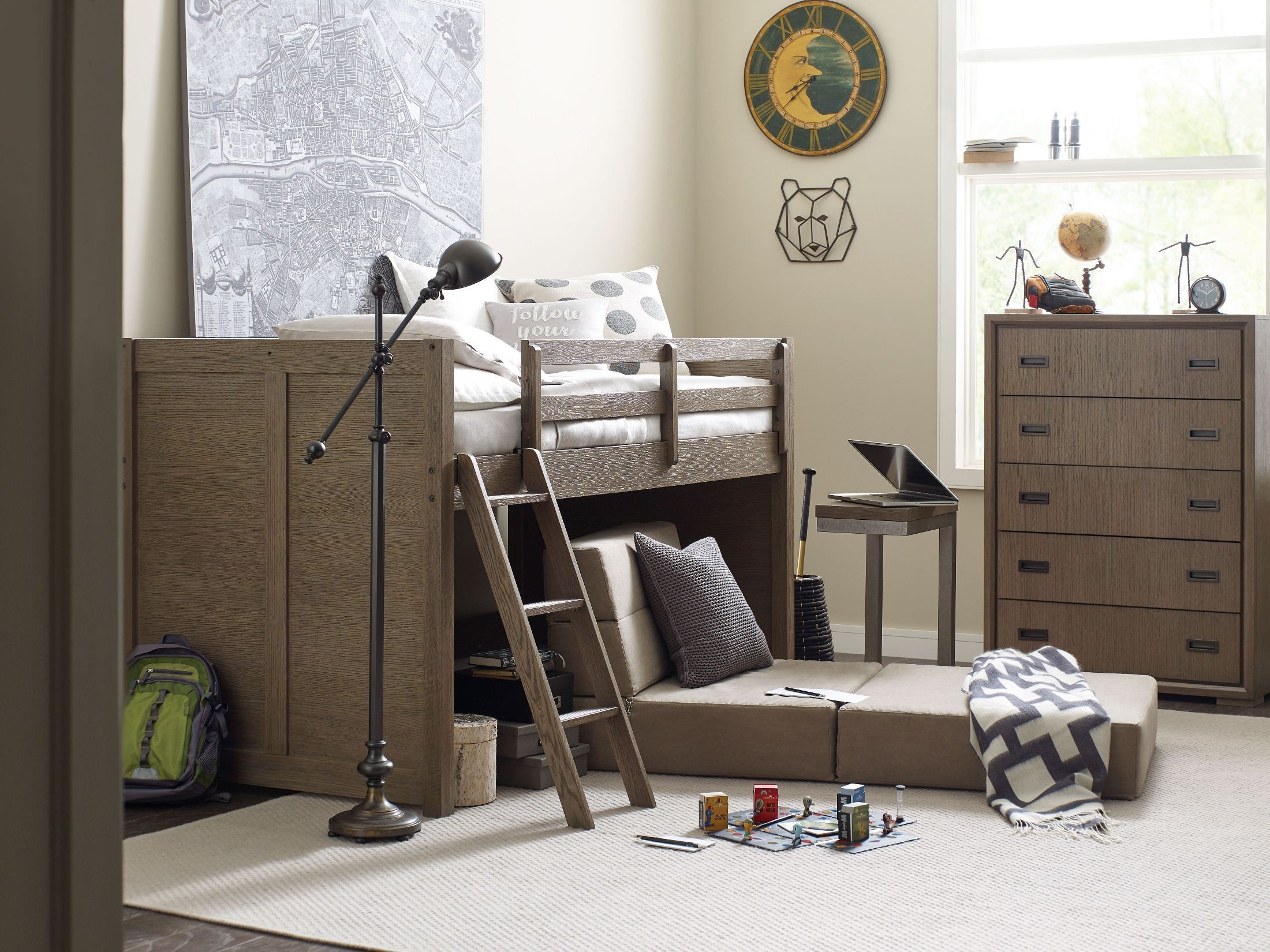 Midtown Greige Mid Loft Bed from Racheal Ray Home Coleman Furniture