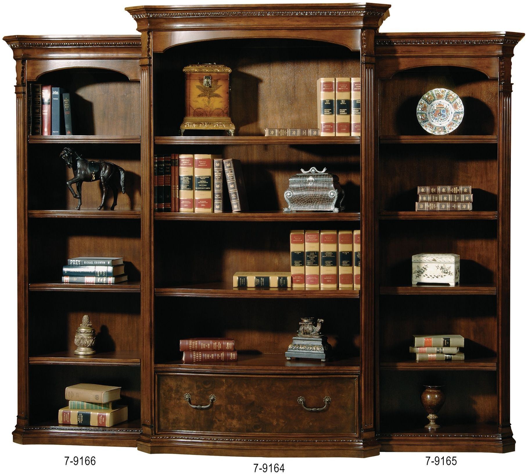 Old World Walnut Executive Bookcase Set from Hekman Furniture Coleman
