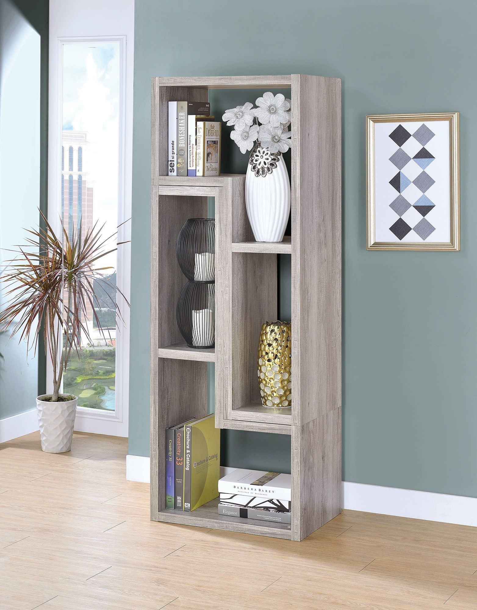 Gray Driftwood Bookcase from Coaster Coleman Furniture