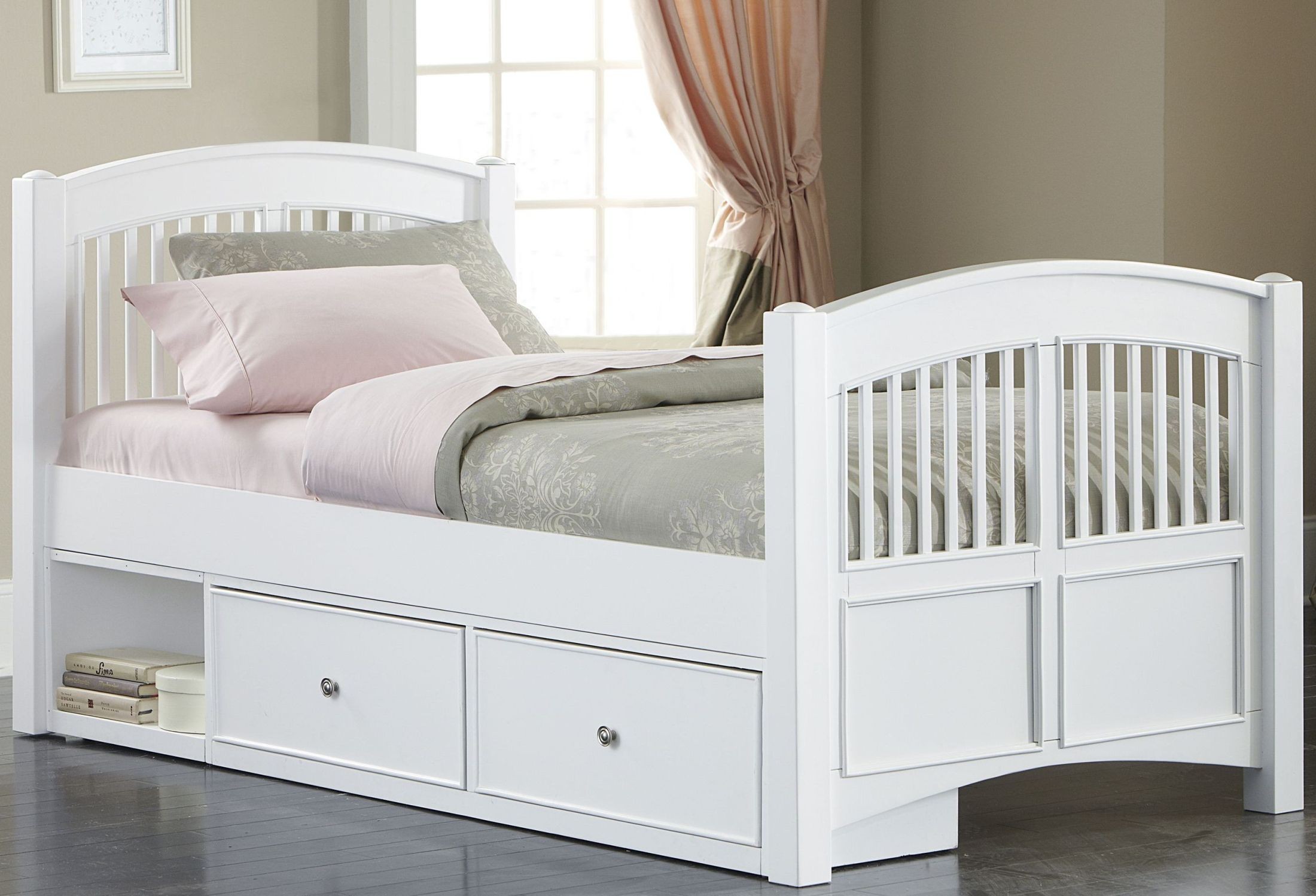 Walnut Street White Hayden Twin Panel Bed with Storage from NE Kids